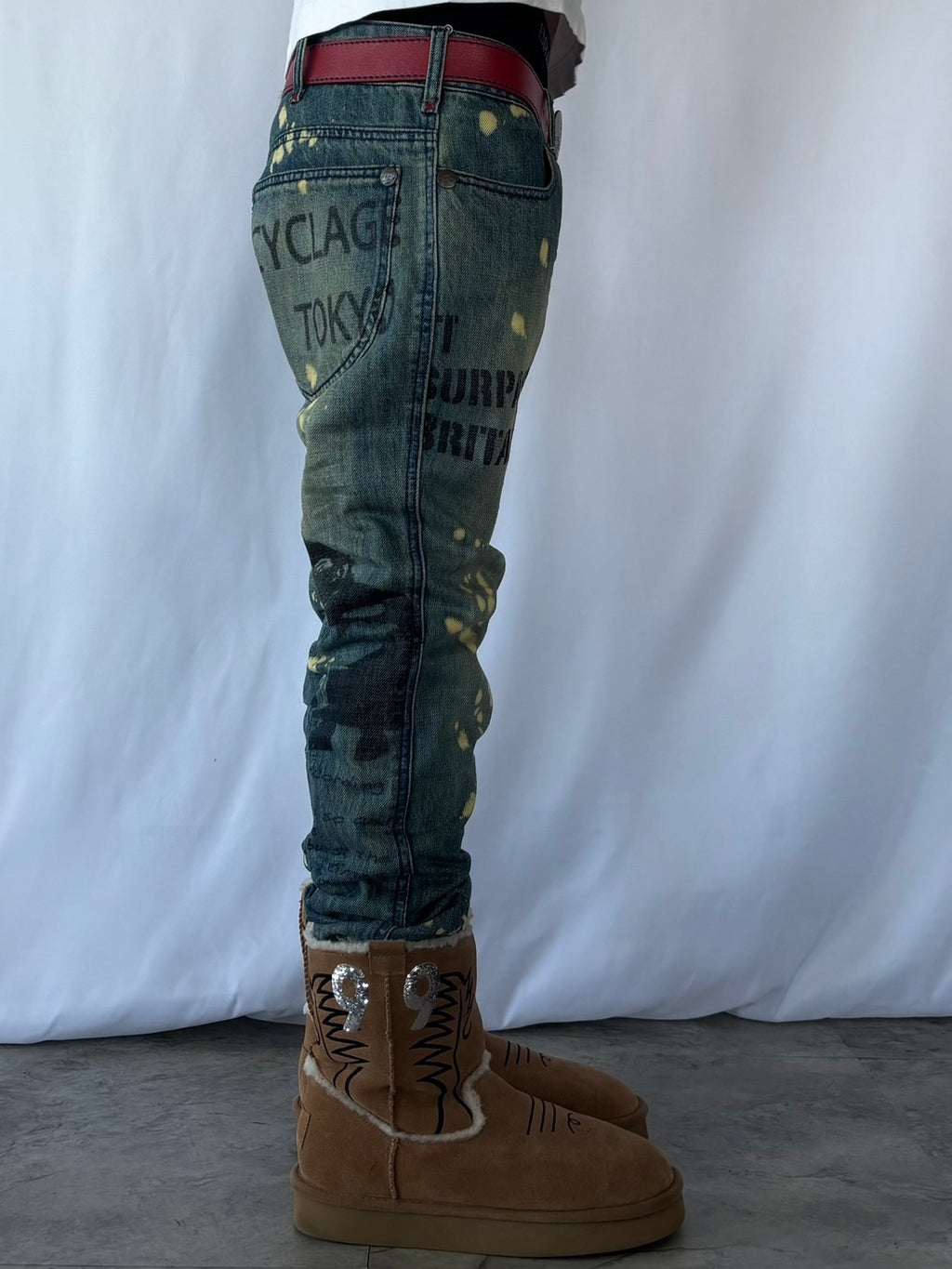 UNKNOWN LONDON BLEACH SPLATTER DENIM