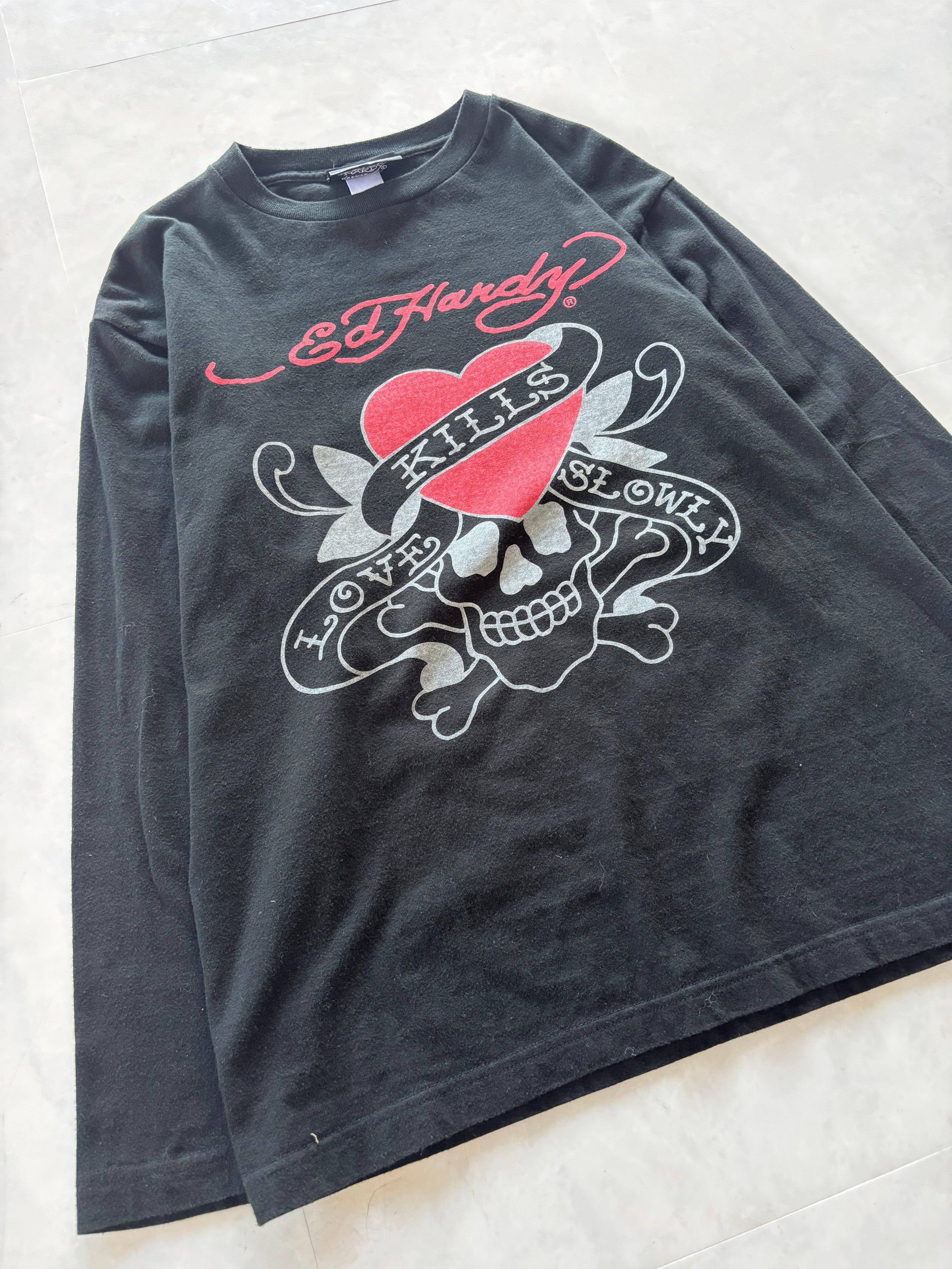 ED HARDY Love Kills Slowly Skull Long Sleeve Tee