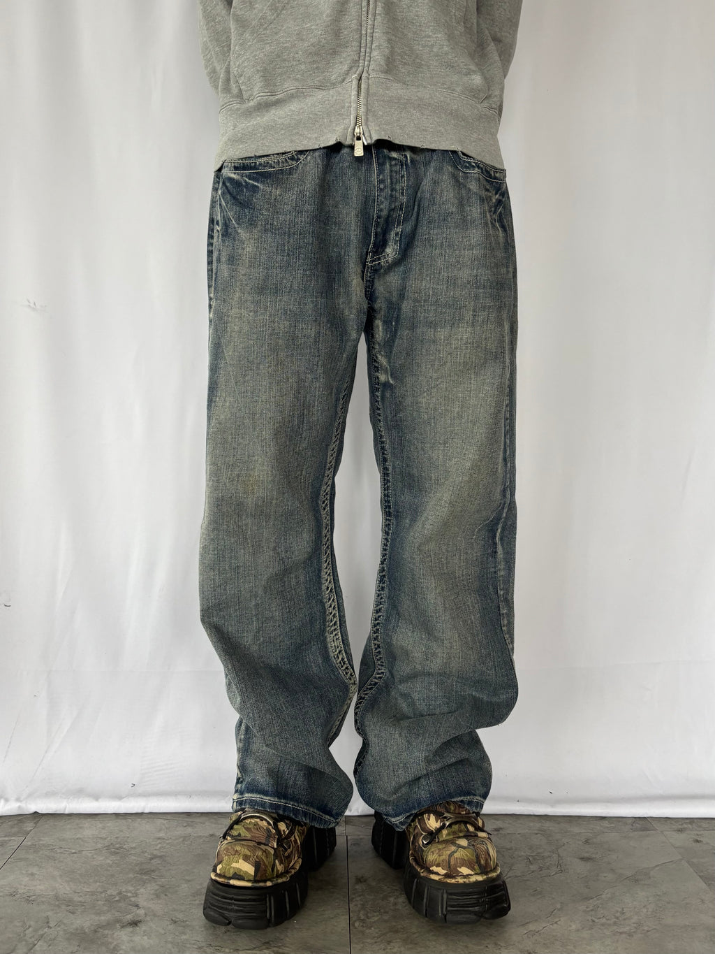 unknown cross buggy denim pants