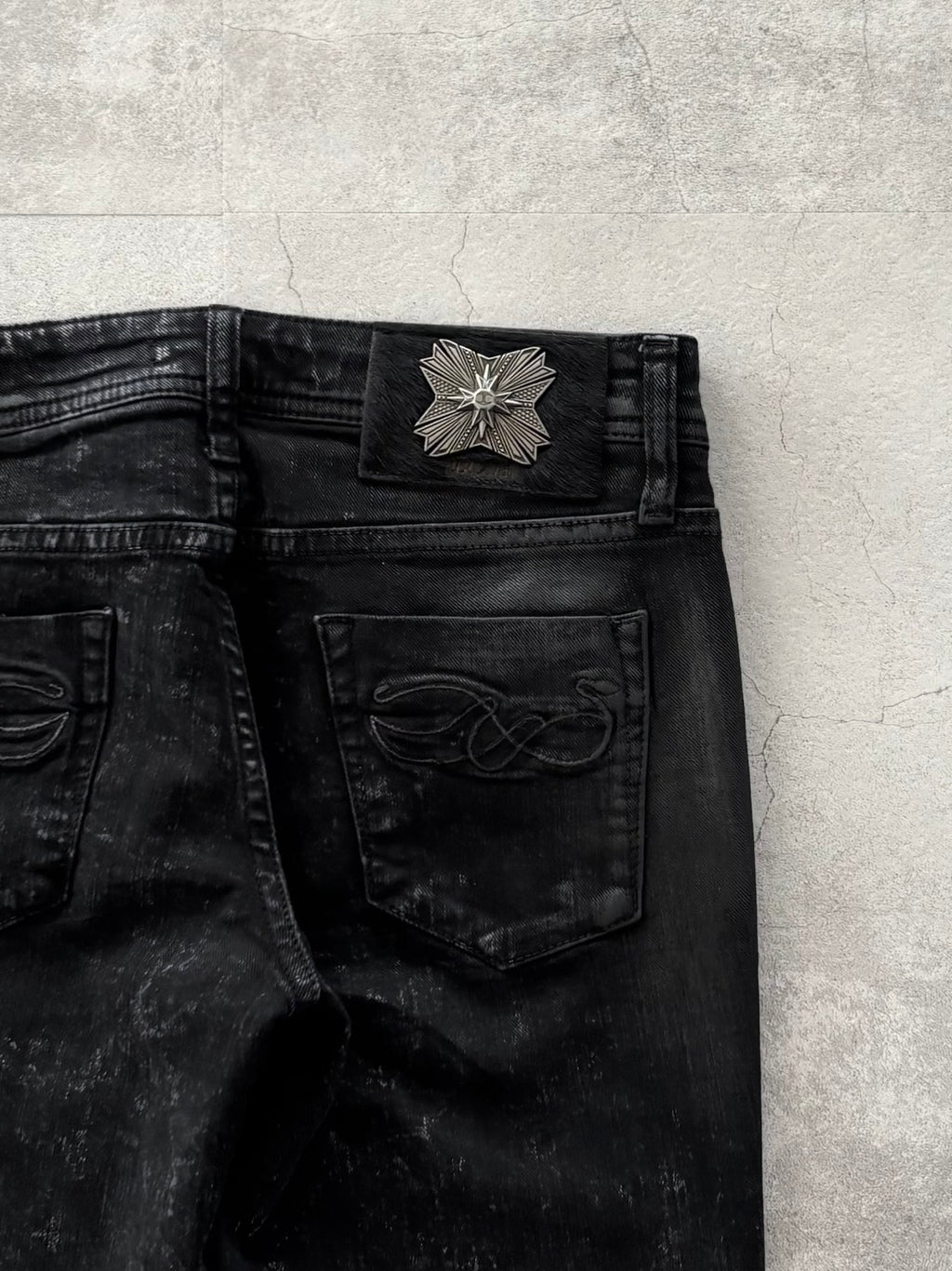 JUST CAVALLI BLACK VENOM COATED SKINNY DENIM