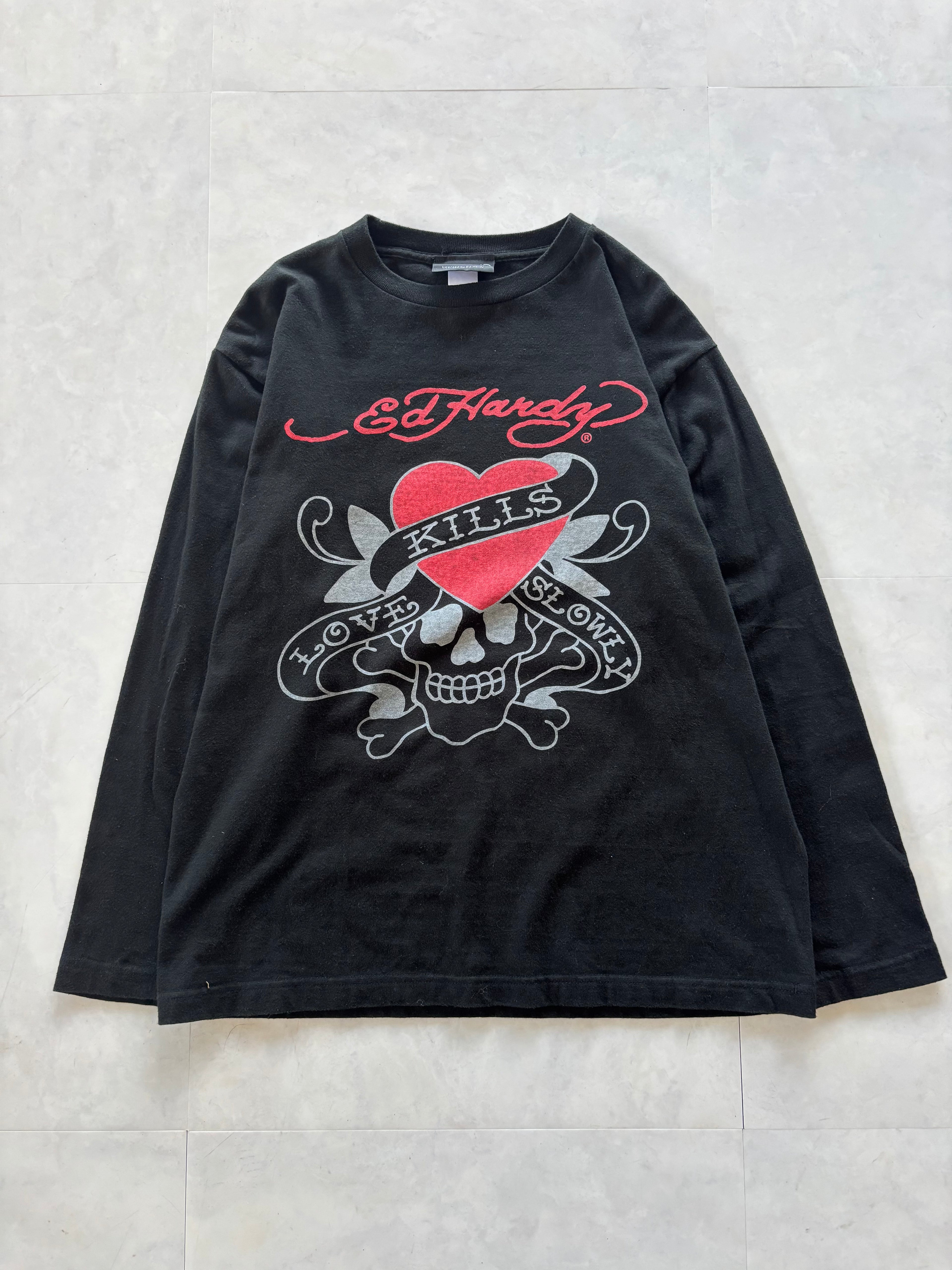 ED HARDY Love Kills Slowly Skull Long Sleeve Tee