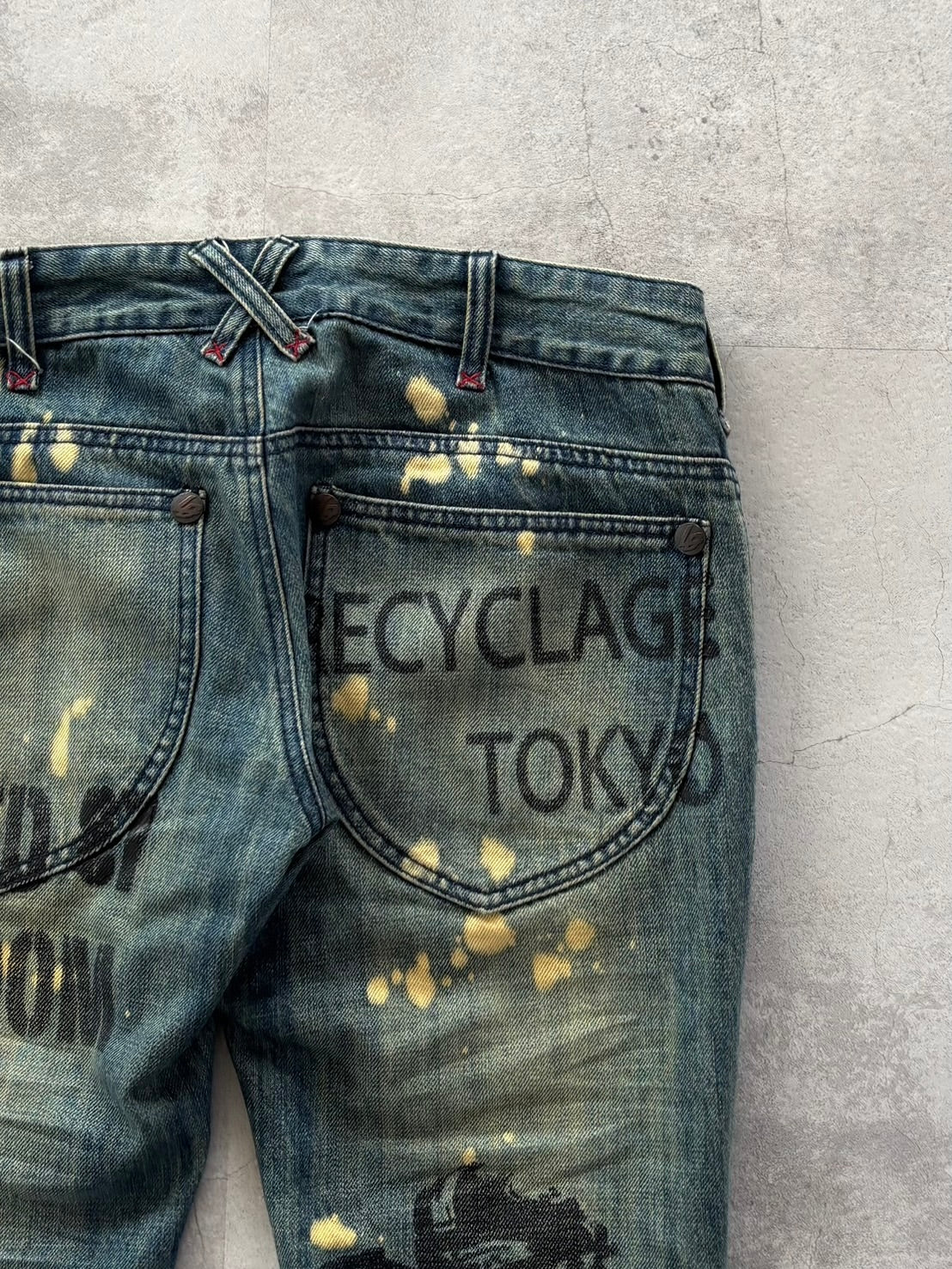 UNKNOWN LONDON BLEACH SPLATTER DENIM