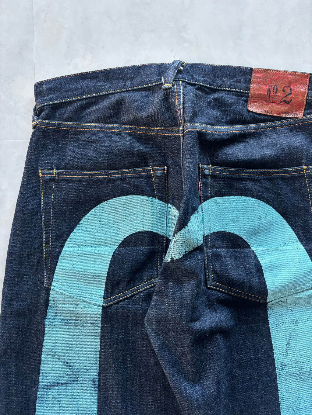 EVISU Big Kamome Painted Straight Jeans