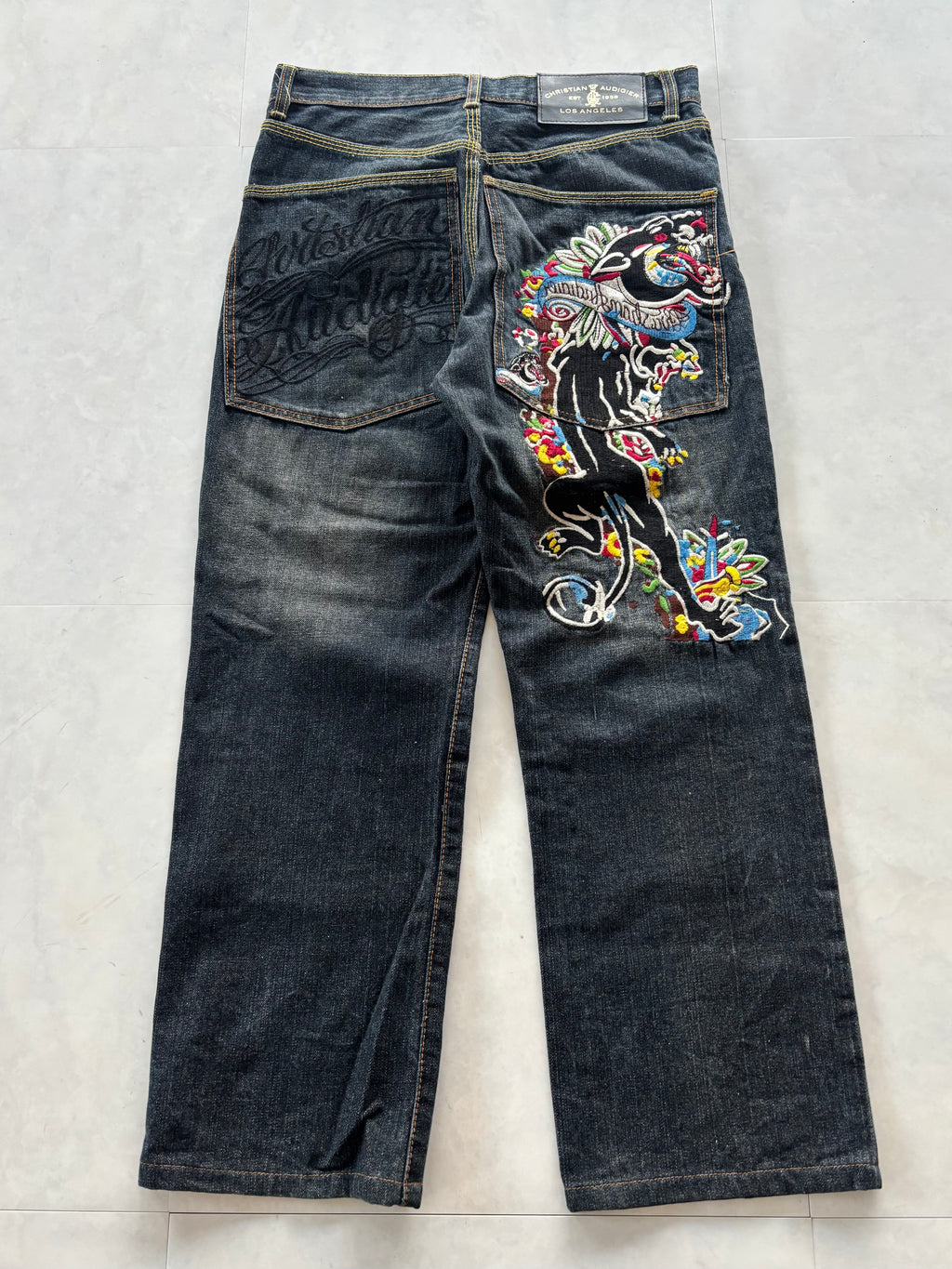 CHRISTIAN AUDIGIER embroidery denim pants