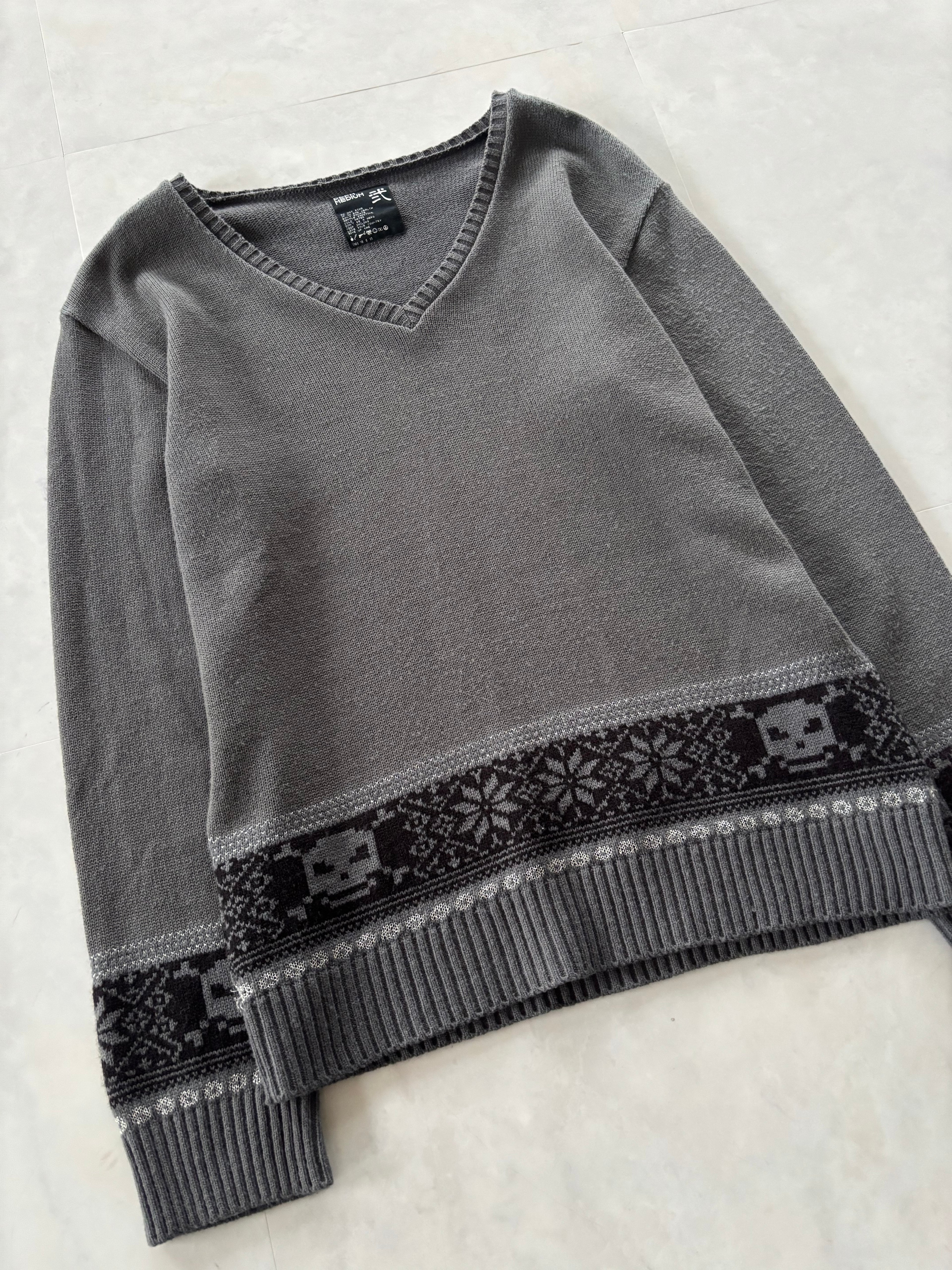 PPFM Skull Nordic V-Neck Knit