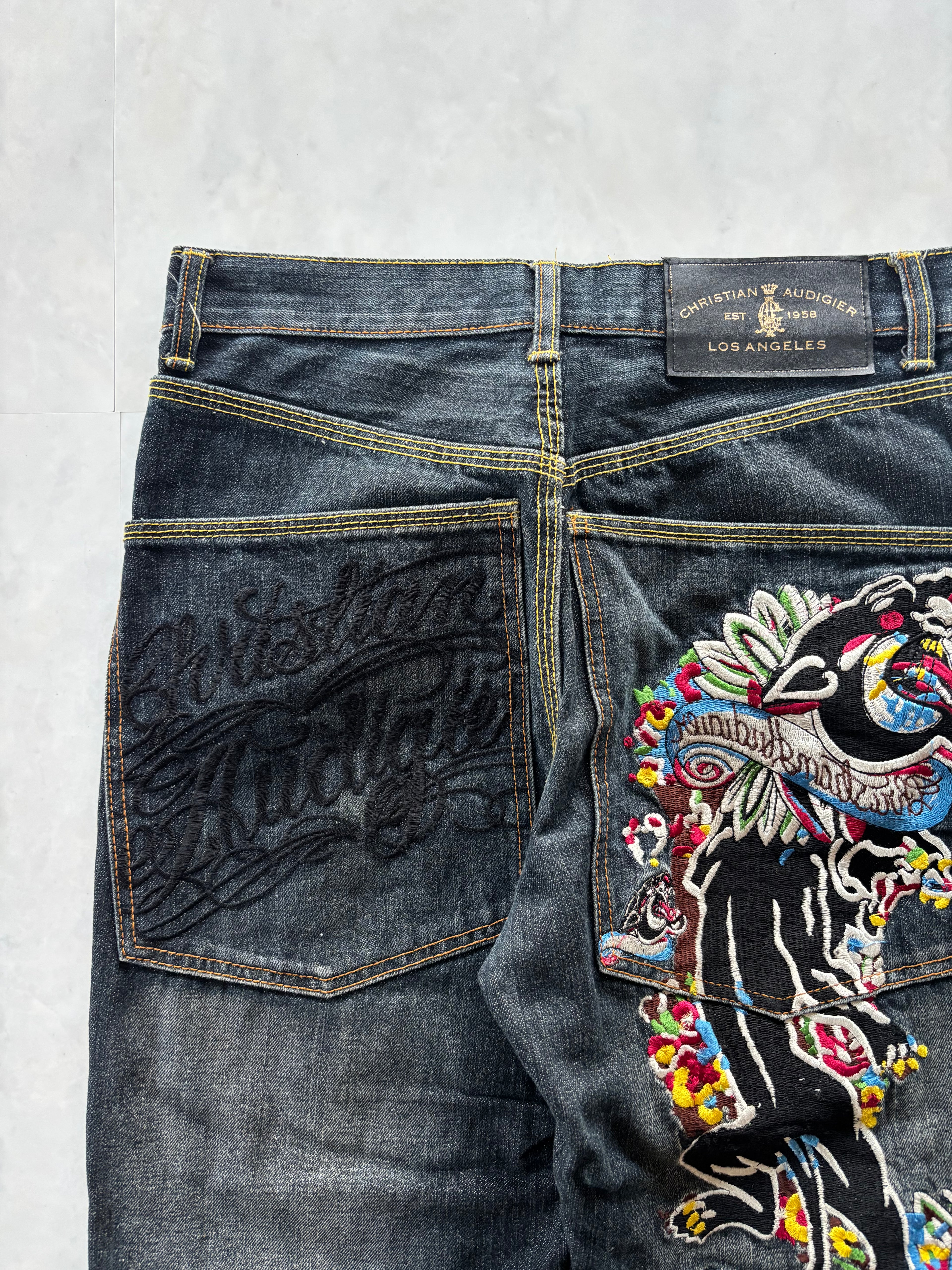 CHRISTIAN AUDIGIER embroidery denim pants
