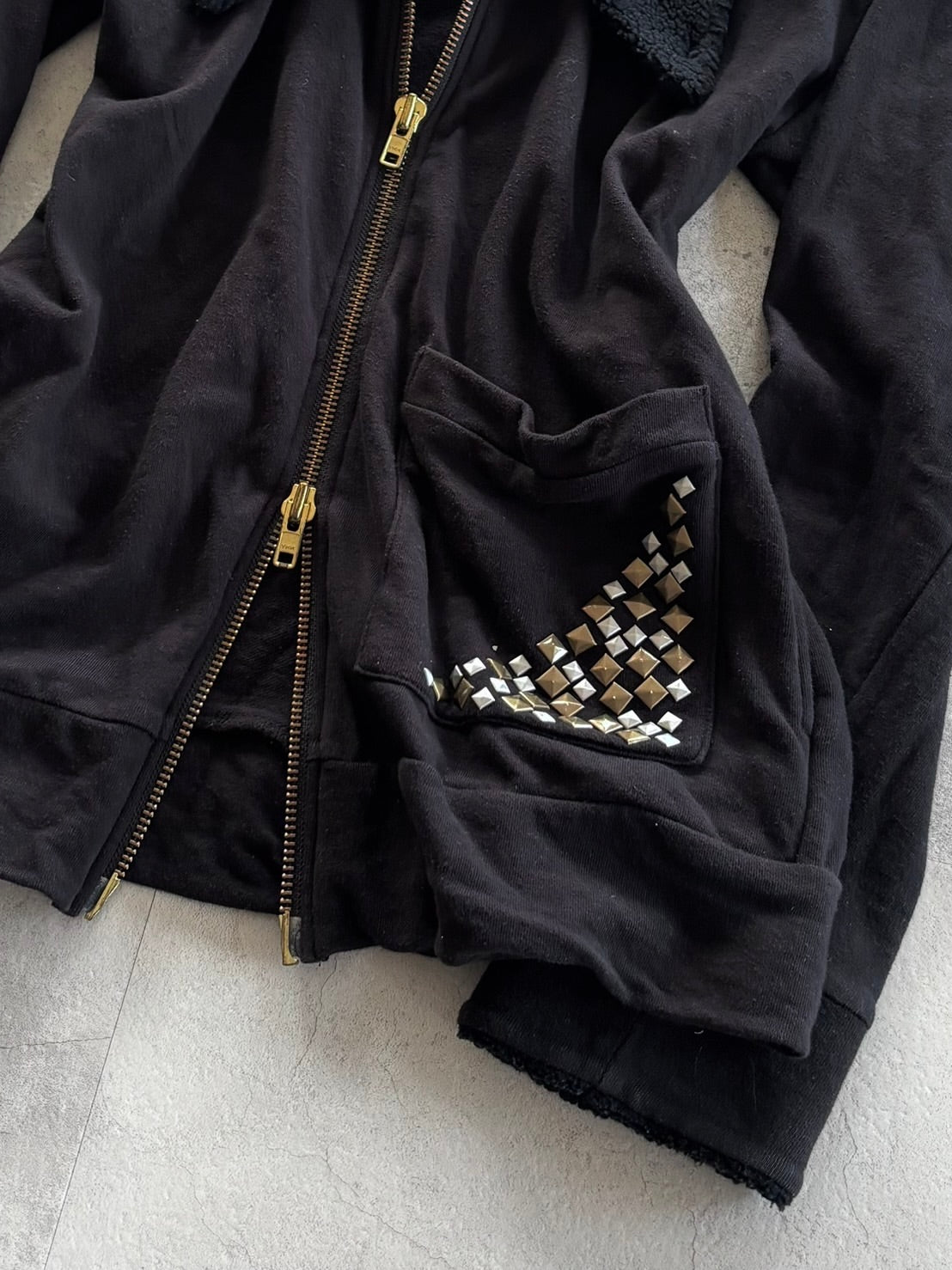PPFM Studded Sherpa Hood Zip Hoodie