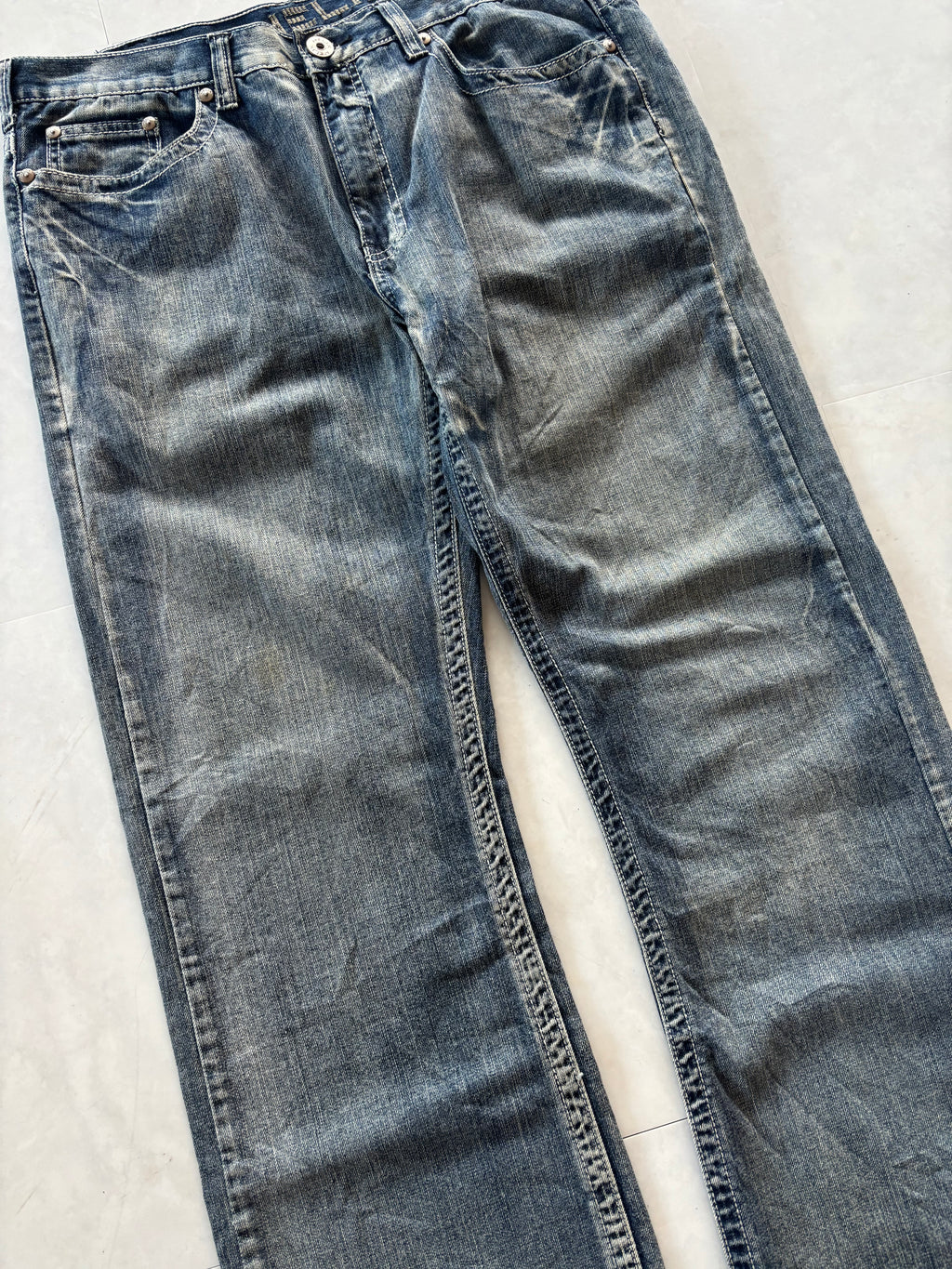 unknown cross buggy denim pants