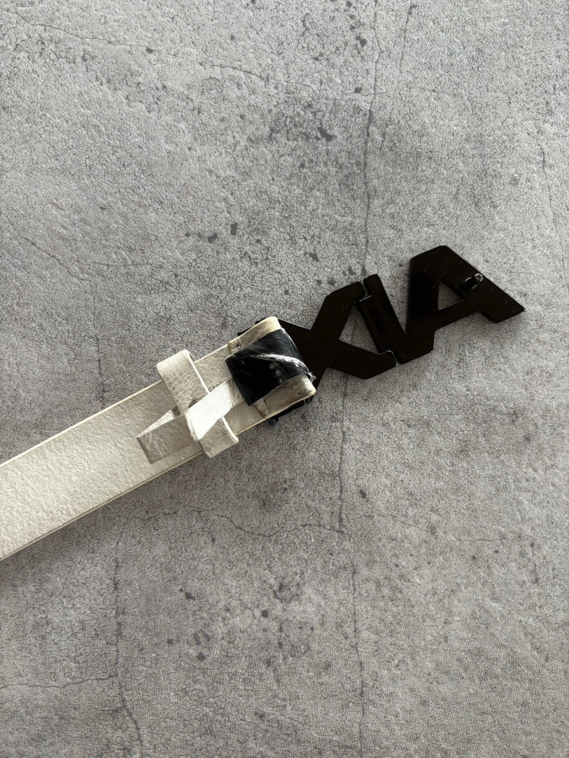 ARMANI AX Logo Leather Belt – White
