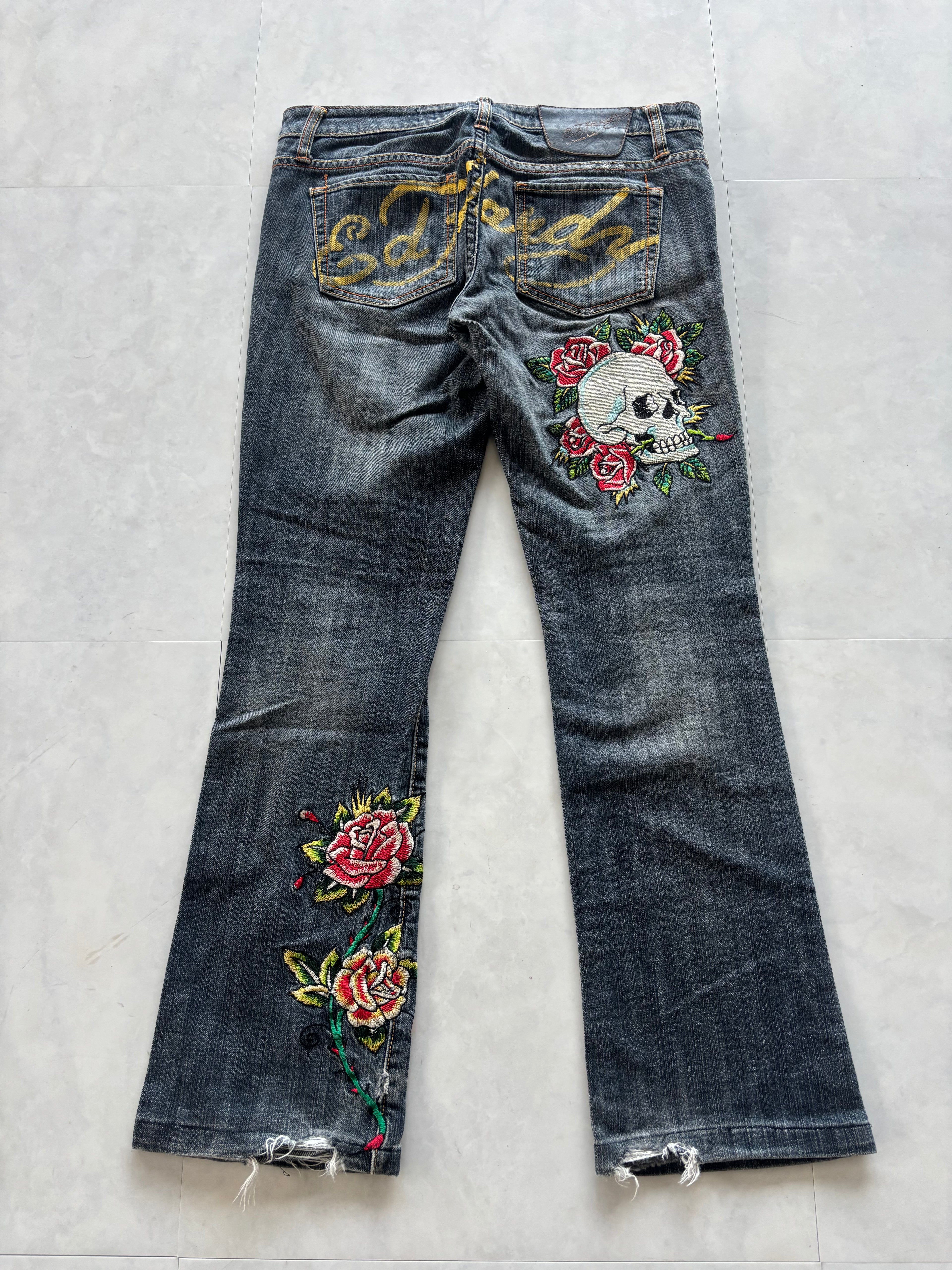 ED HARDY Back Logo Skull-Rose Jeans