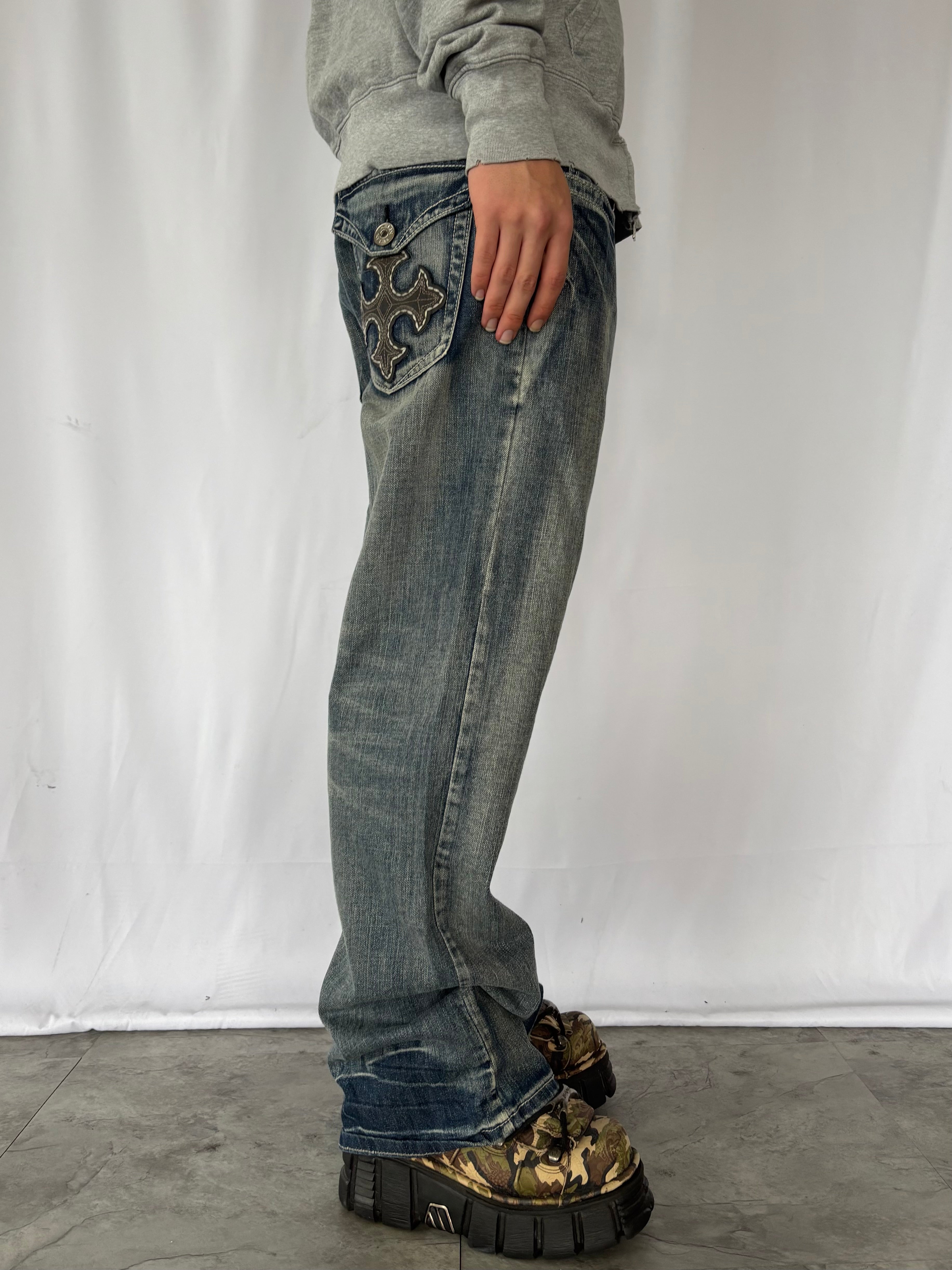 unknown cross buggy denim pants