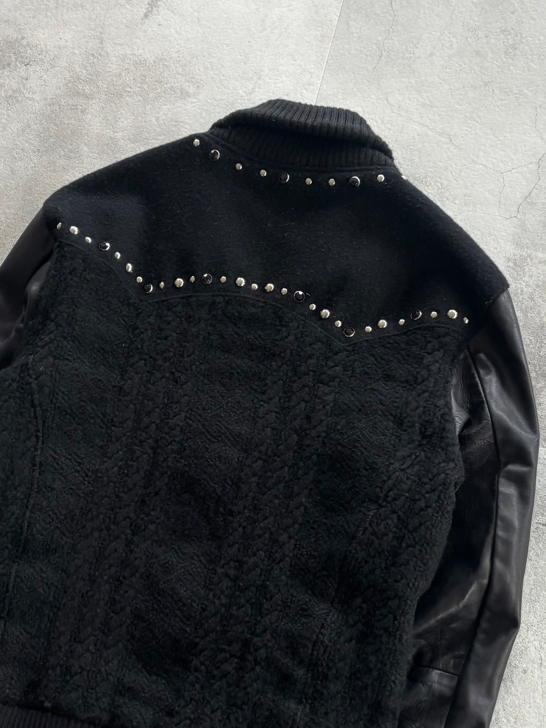 DIET BUTCHER Studded Leather Sleeve Jacket