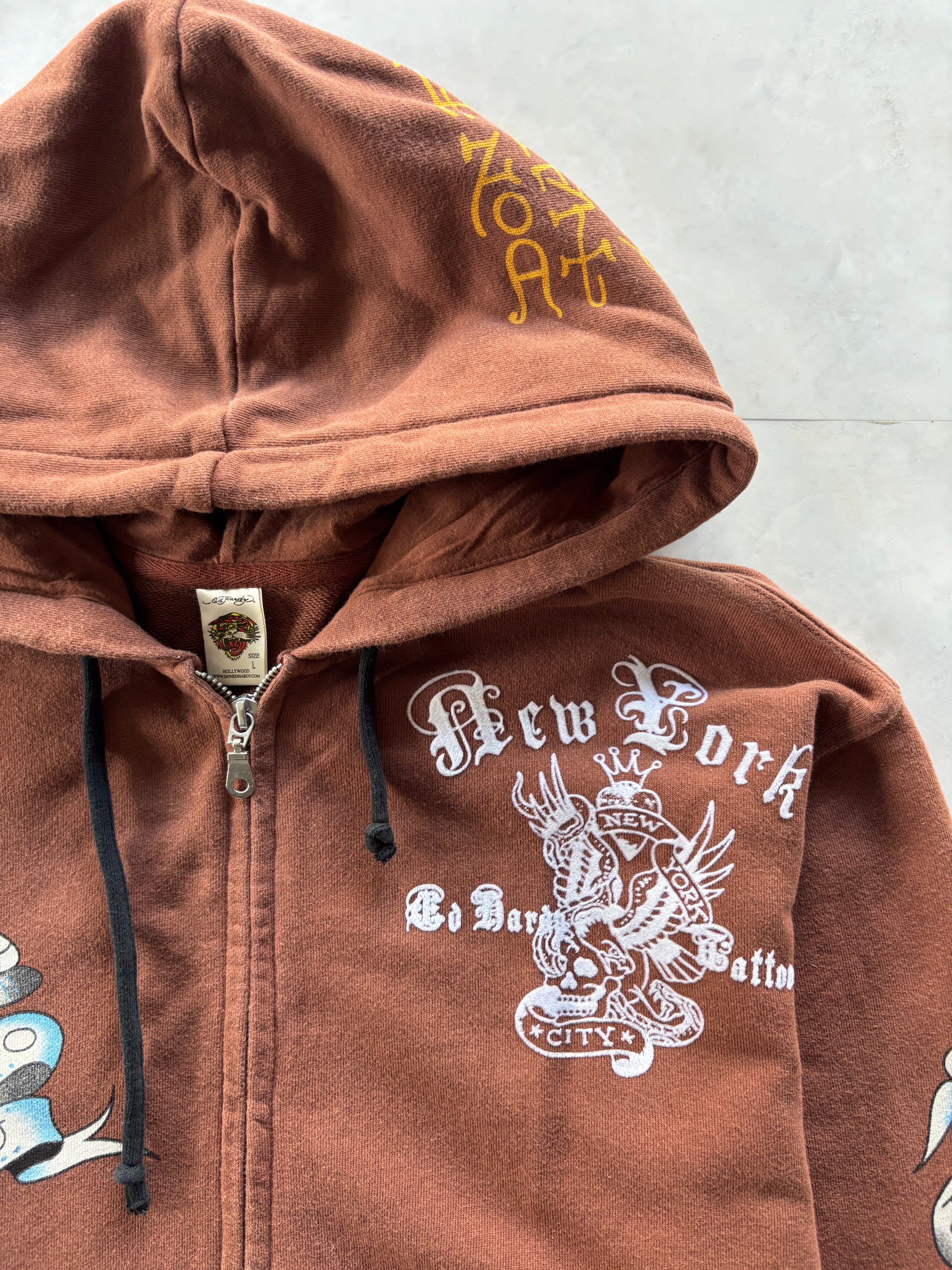 ED HARDY Tattoo Graphics Zip Hoodie