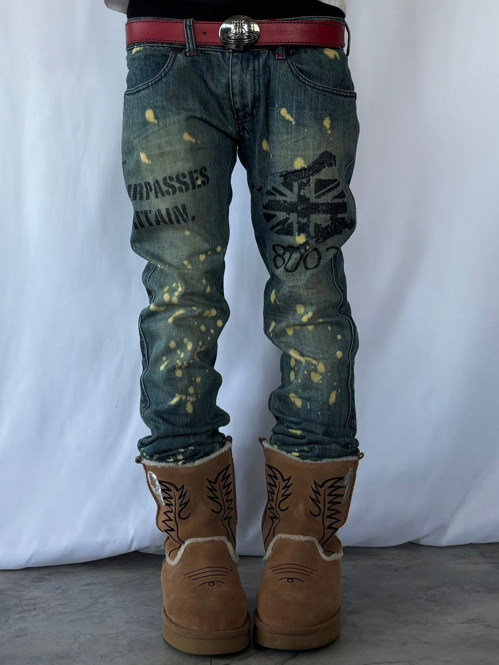 UNKNOWN LONDON BLEACH SPLATTER DENIM