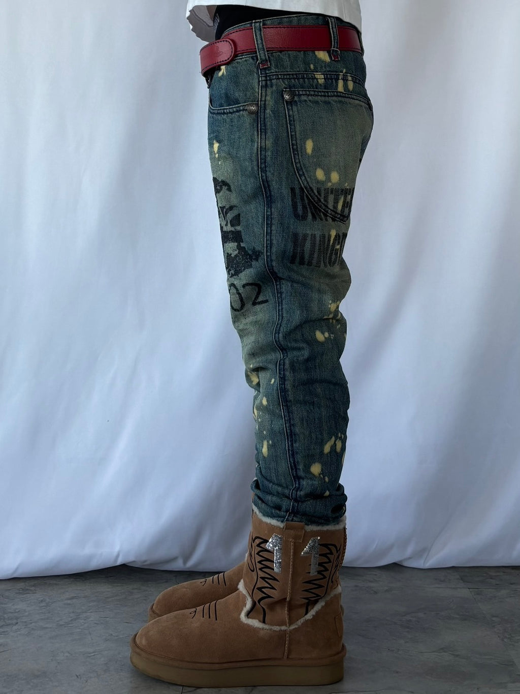 UNKNOWN LONDON BLEACH SPLATTER DENIM