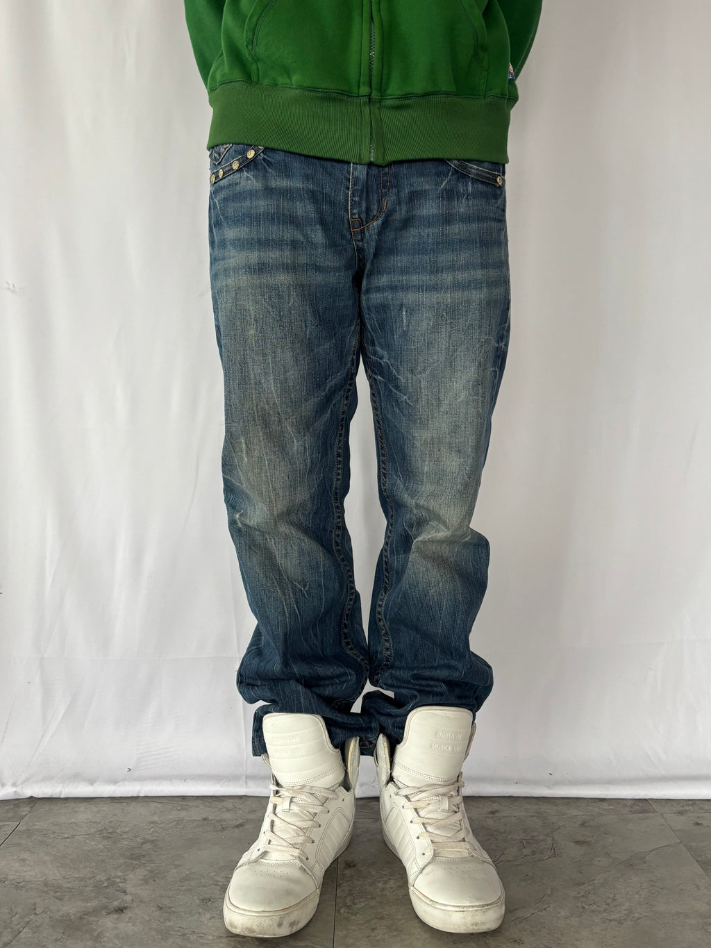 RED PEPPER skull heavy embroidery denim