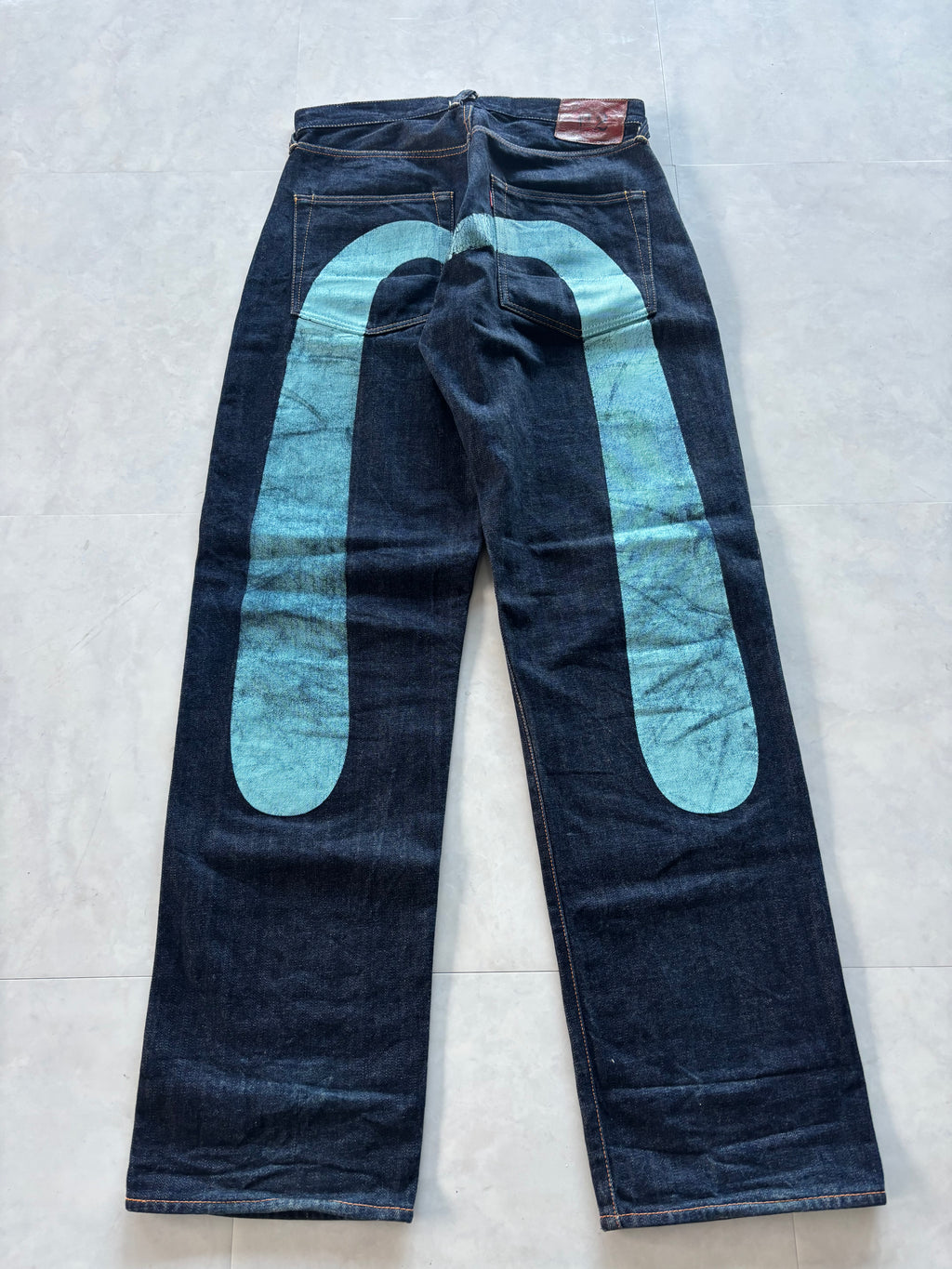 EVISU Big Kamome Painted Straight Jeans