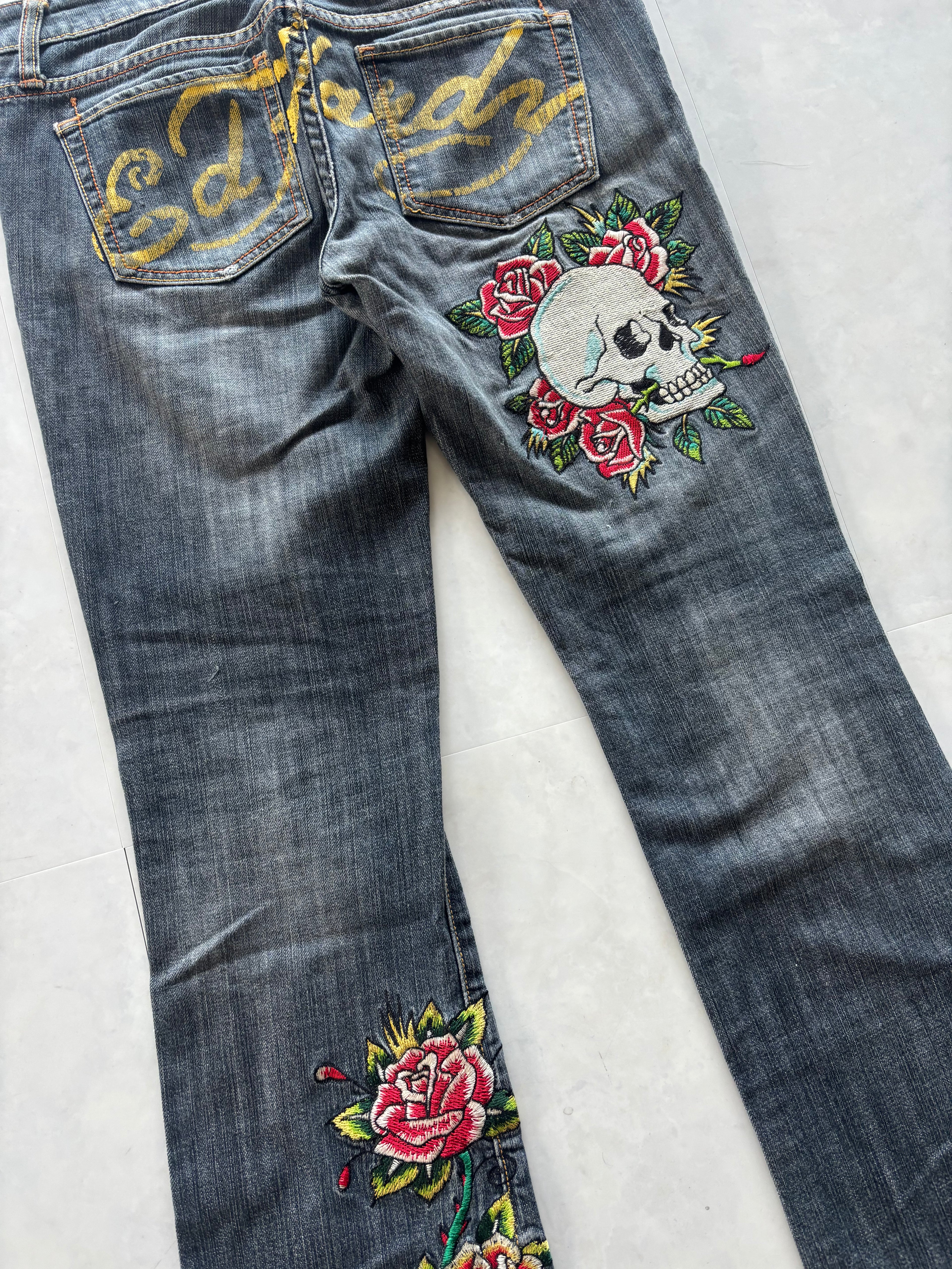 ED HARDY Back Logo Skull-Rose Jeans