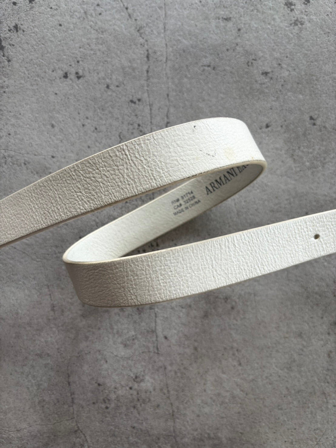 ARMANI AX Logo Leather Belt – White