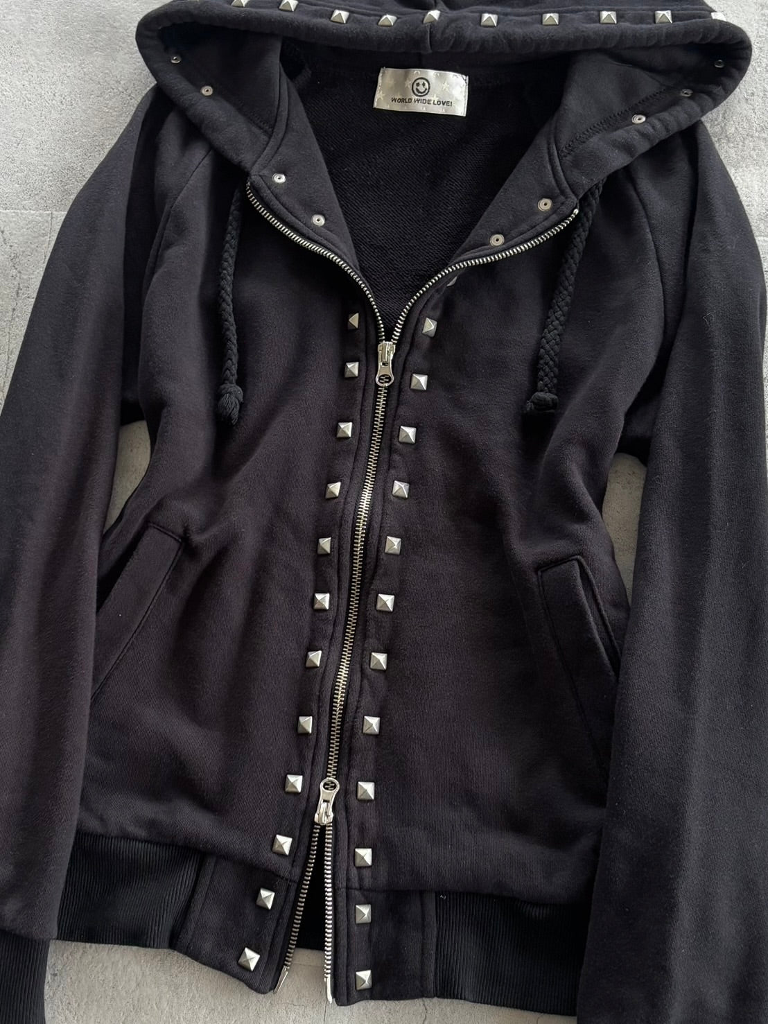 WORLD WIDE LOVE Full Stud Zip Hoodie