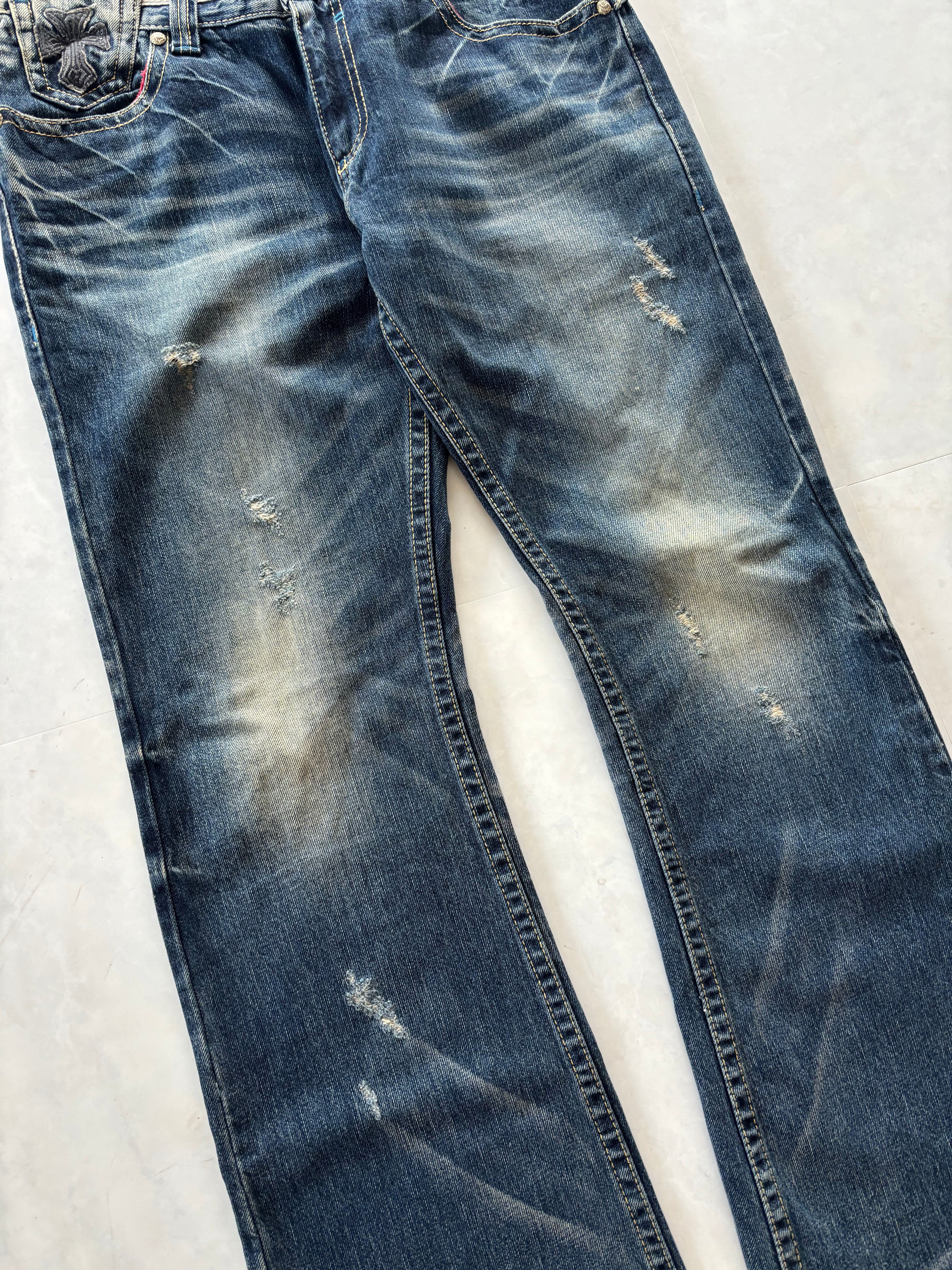 RED PEPPER skull heavy embroidery denim