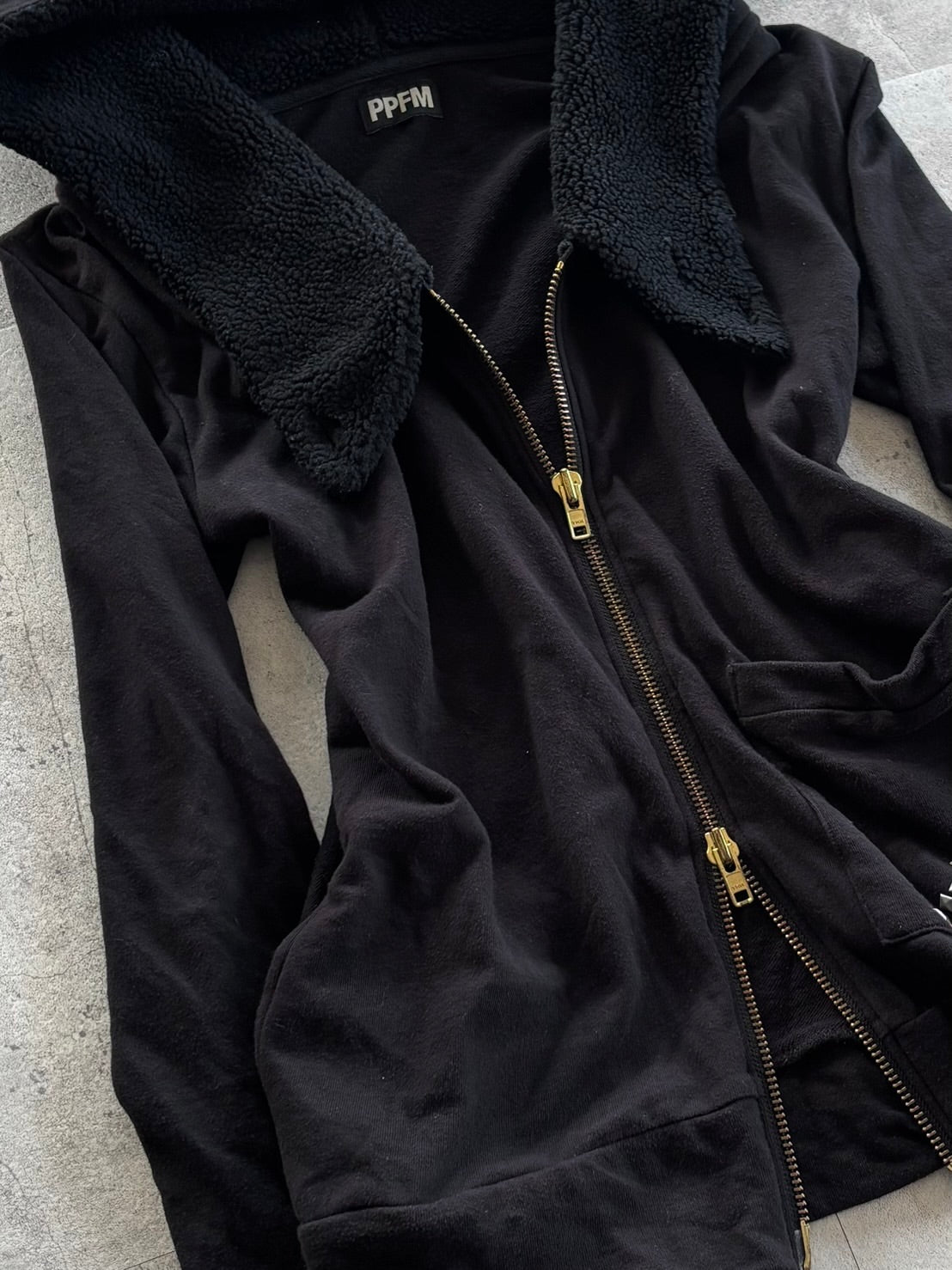 PPFM Studded Sherpa Hood Zip Hoodie