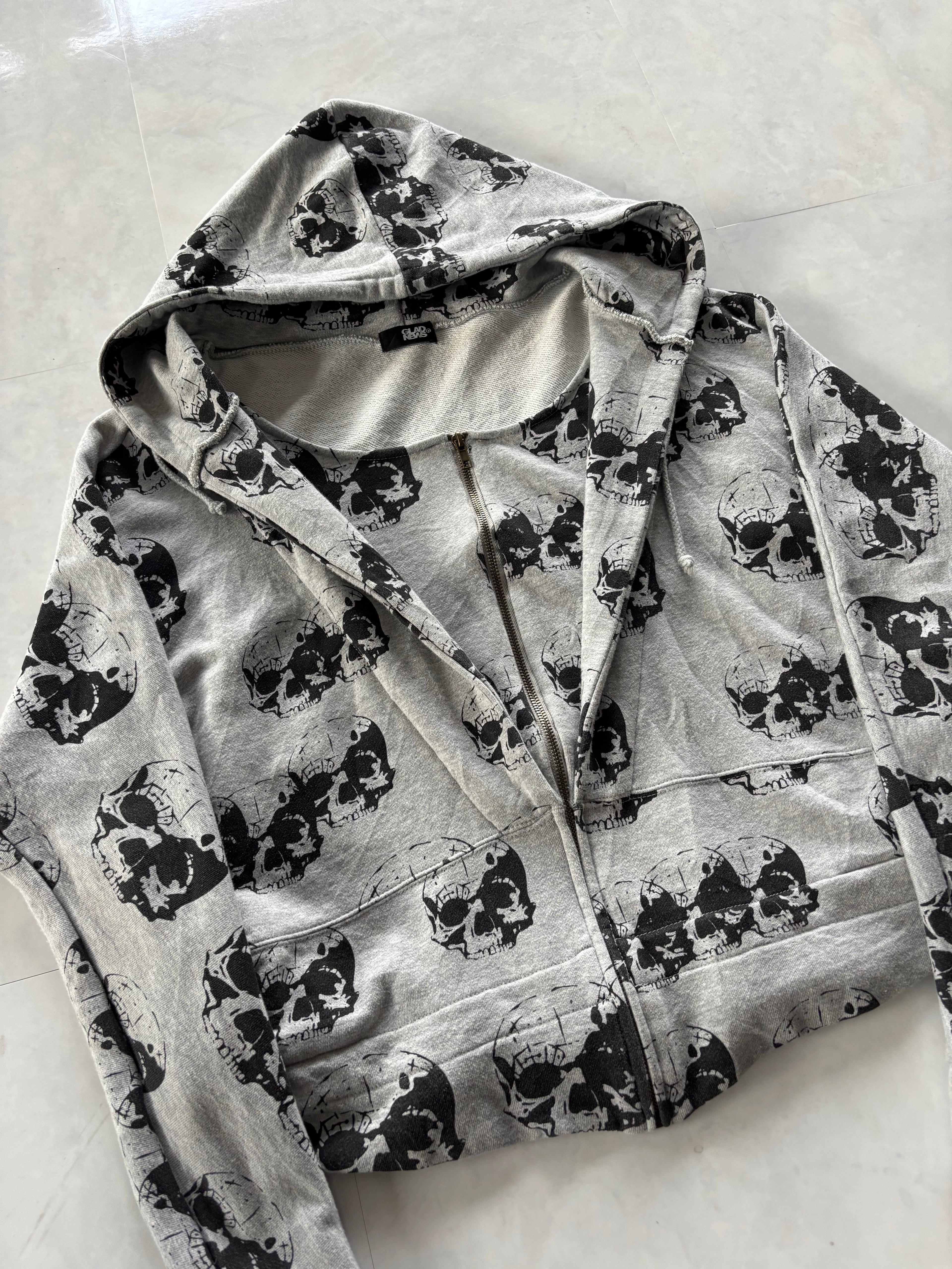 GLAD NEWS All-Over Skull Zip Hoodie