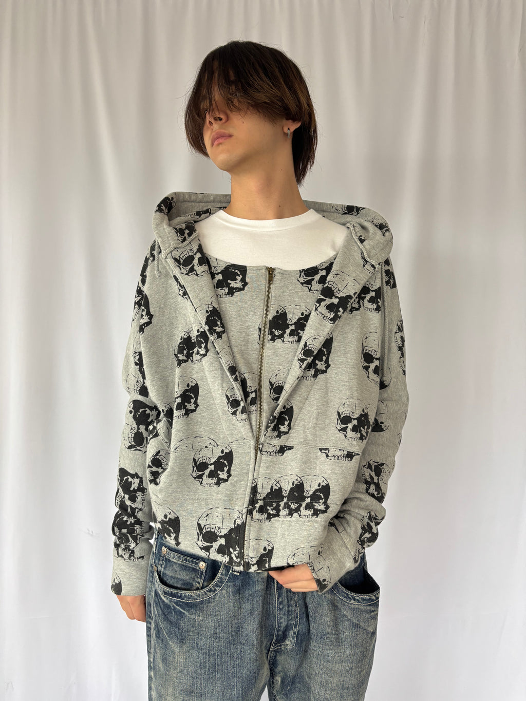 GLAD NEWS All-Over Skull Zip Hoodie