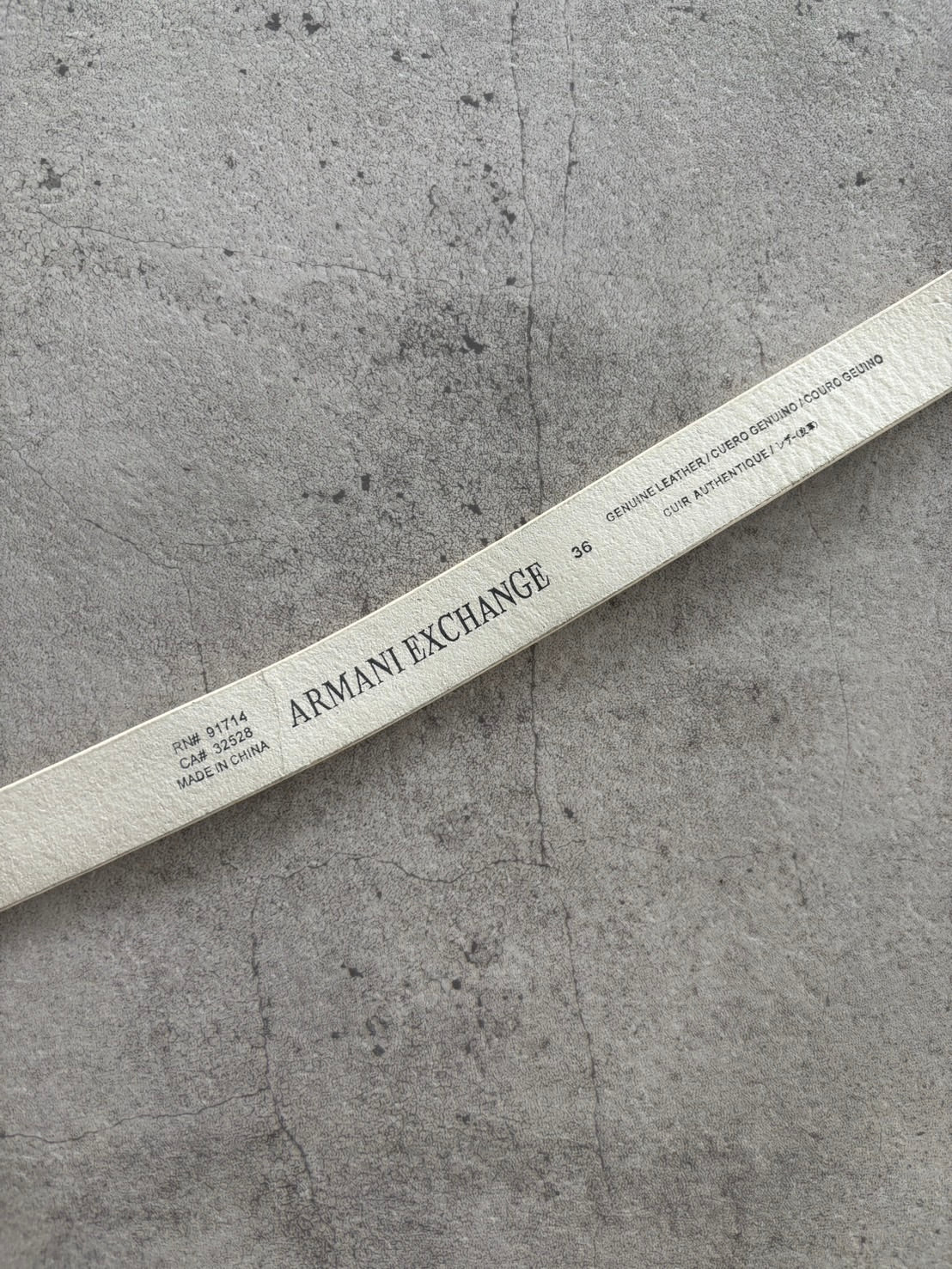 ARMANI AX Logo Leather Belt – White