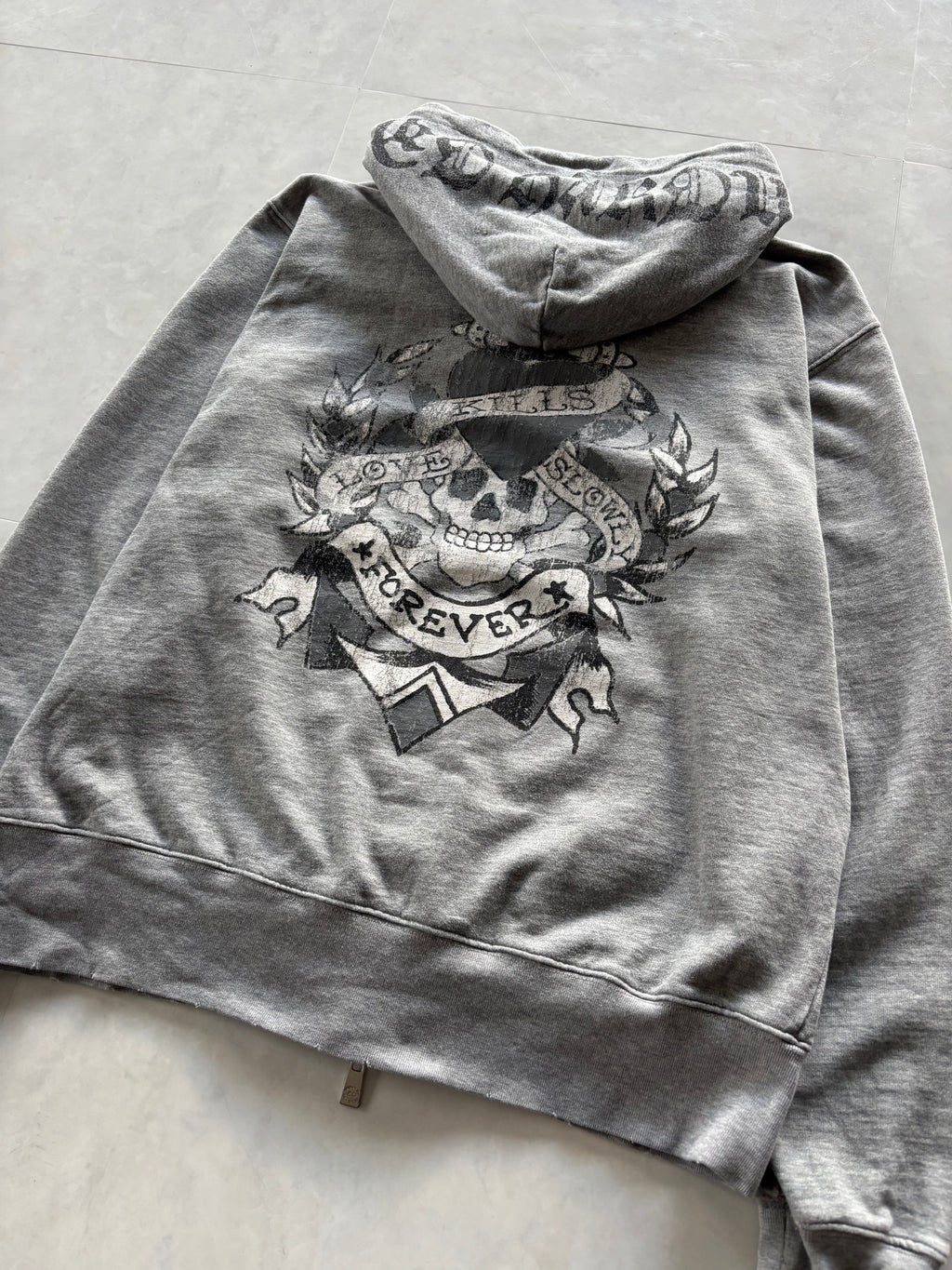 ED HARDY LOVE KILLS SLOWLY Skull Hoodie