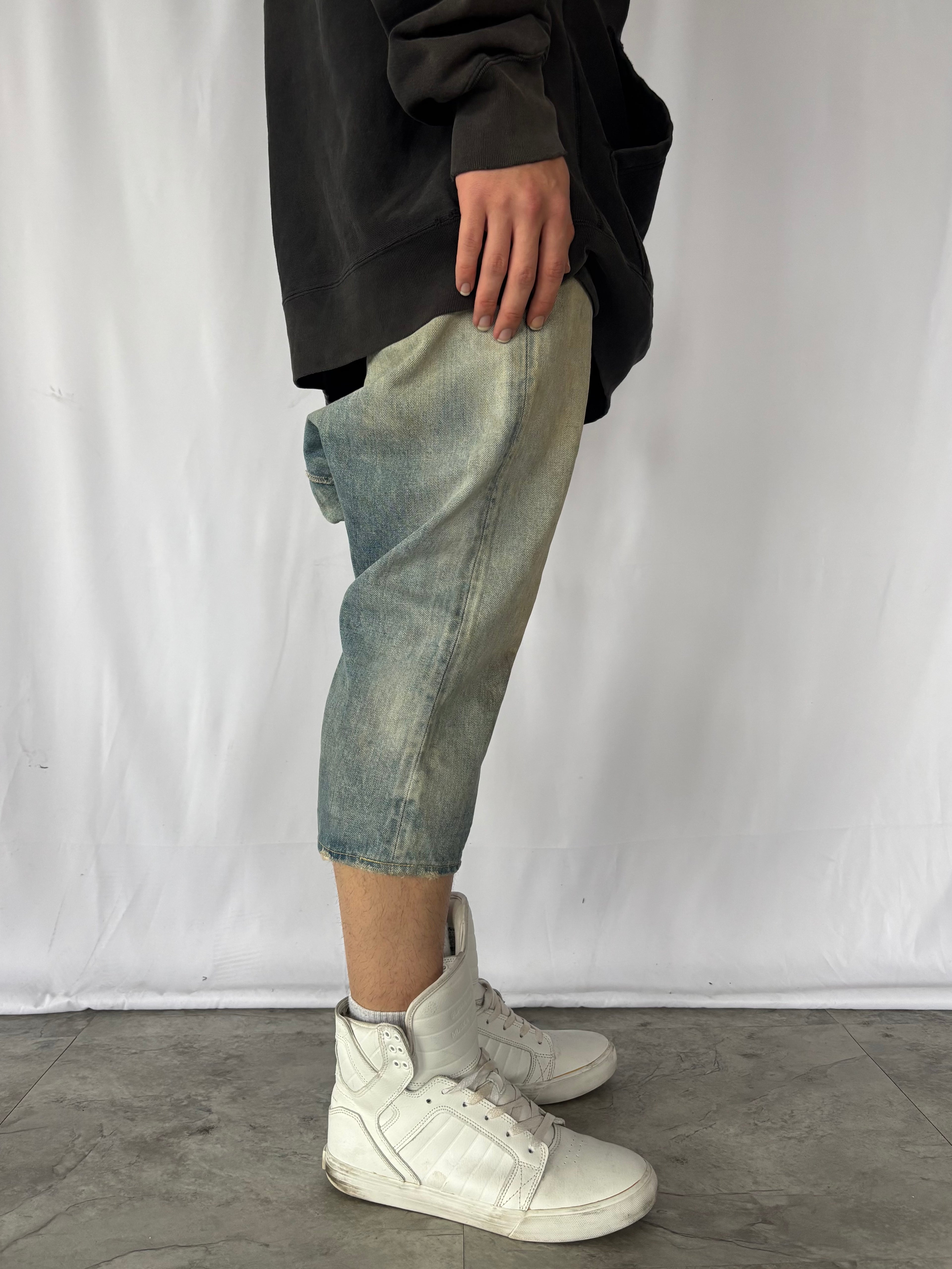 KAPITAL Deformed Sarouel Denim Shorts