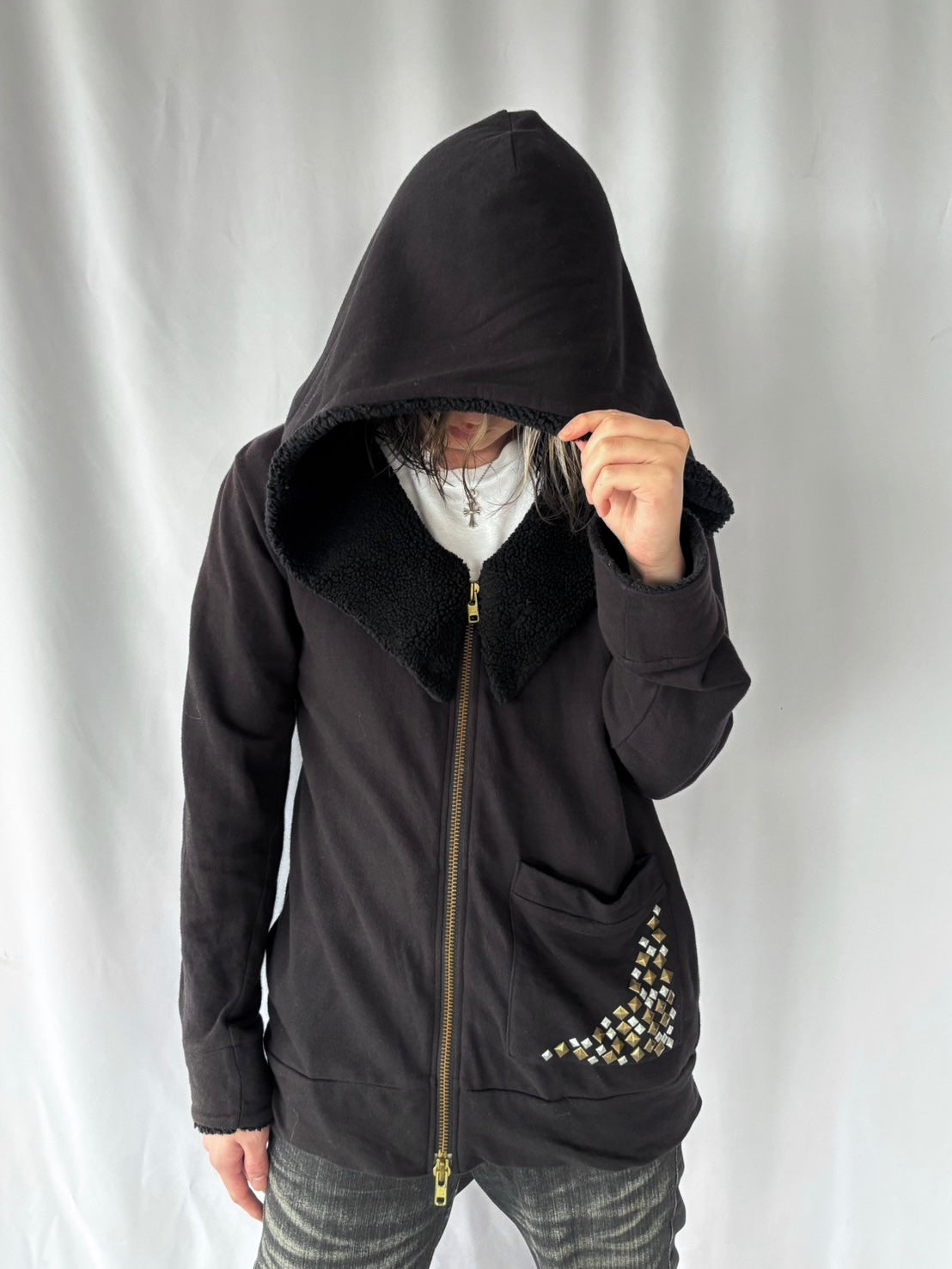 PPFM Studded Sherpa Hood Zip Hoodie