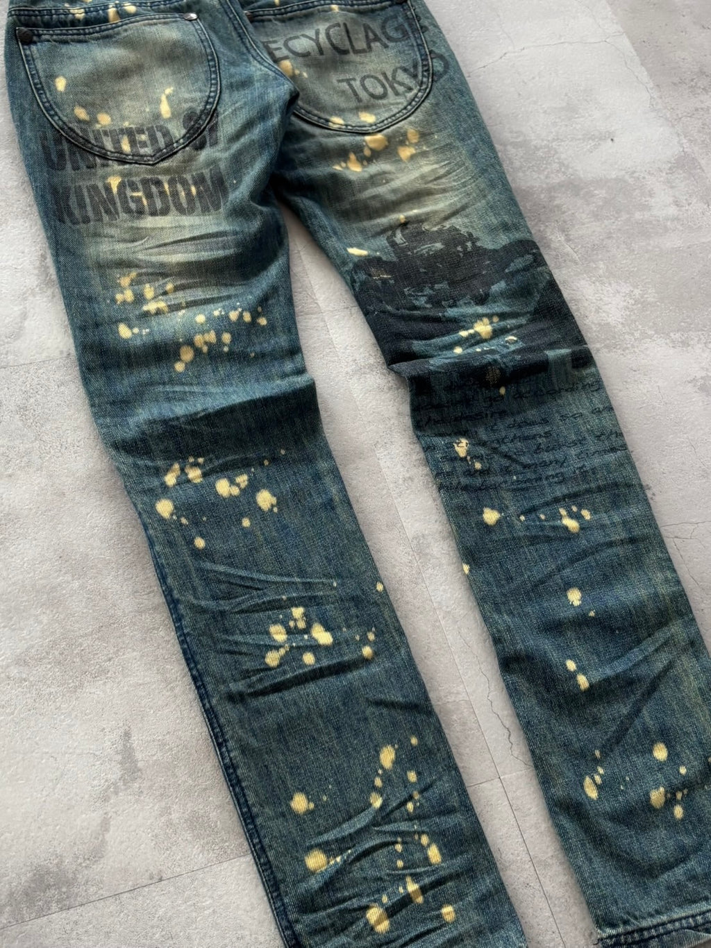 UNKNOWN LONDON BLEACH SPLATTER DENIM
