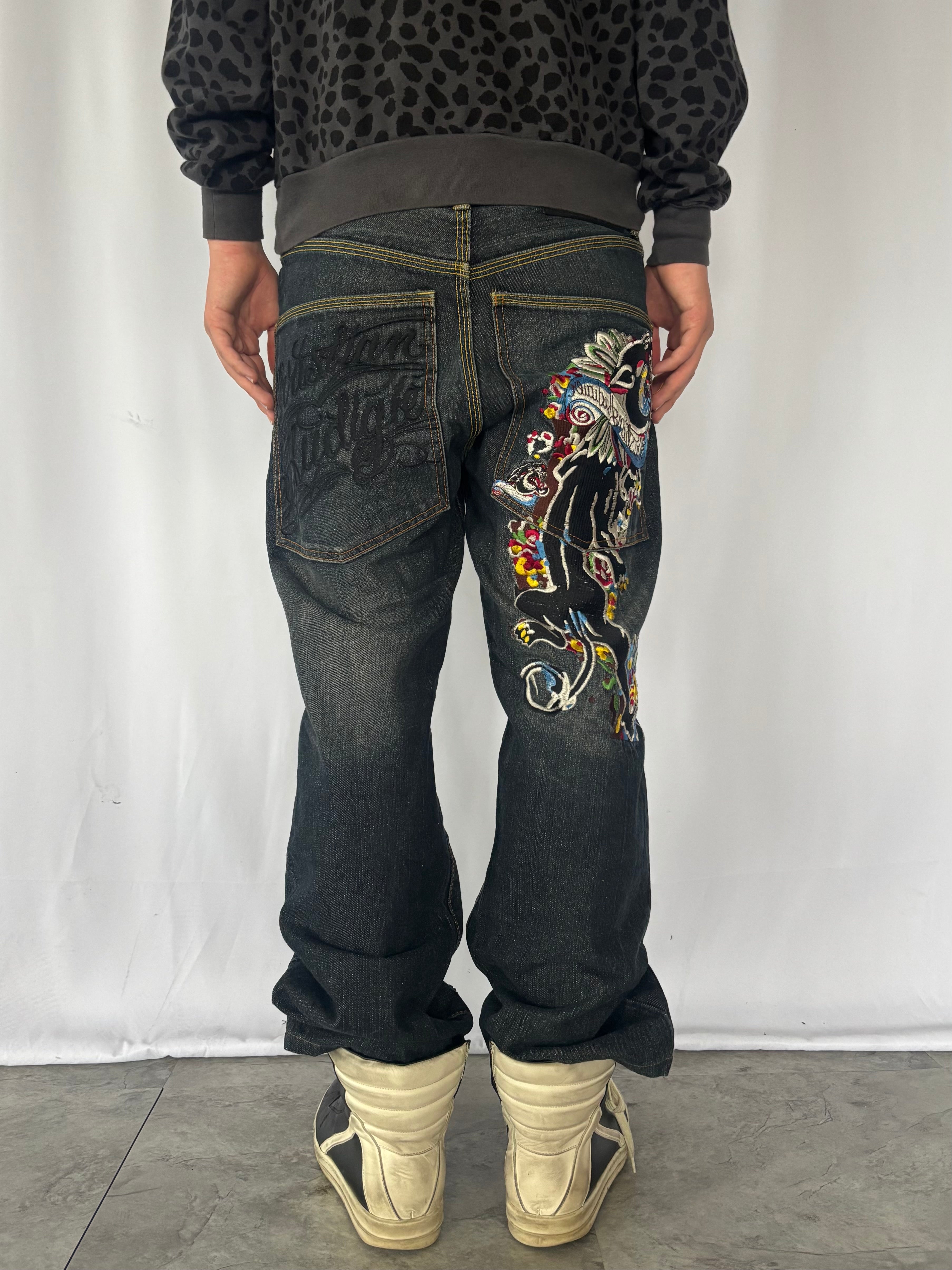 CHRISTIAN AUDIGIER embroidery denim pants