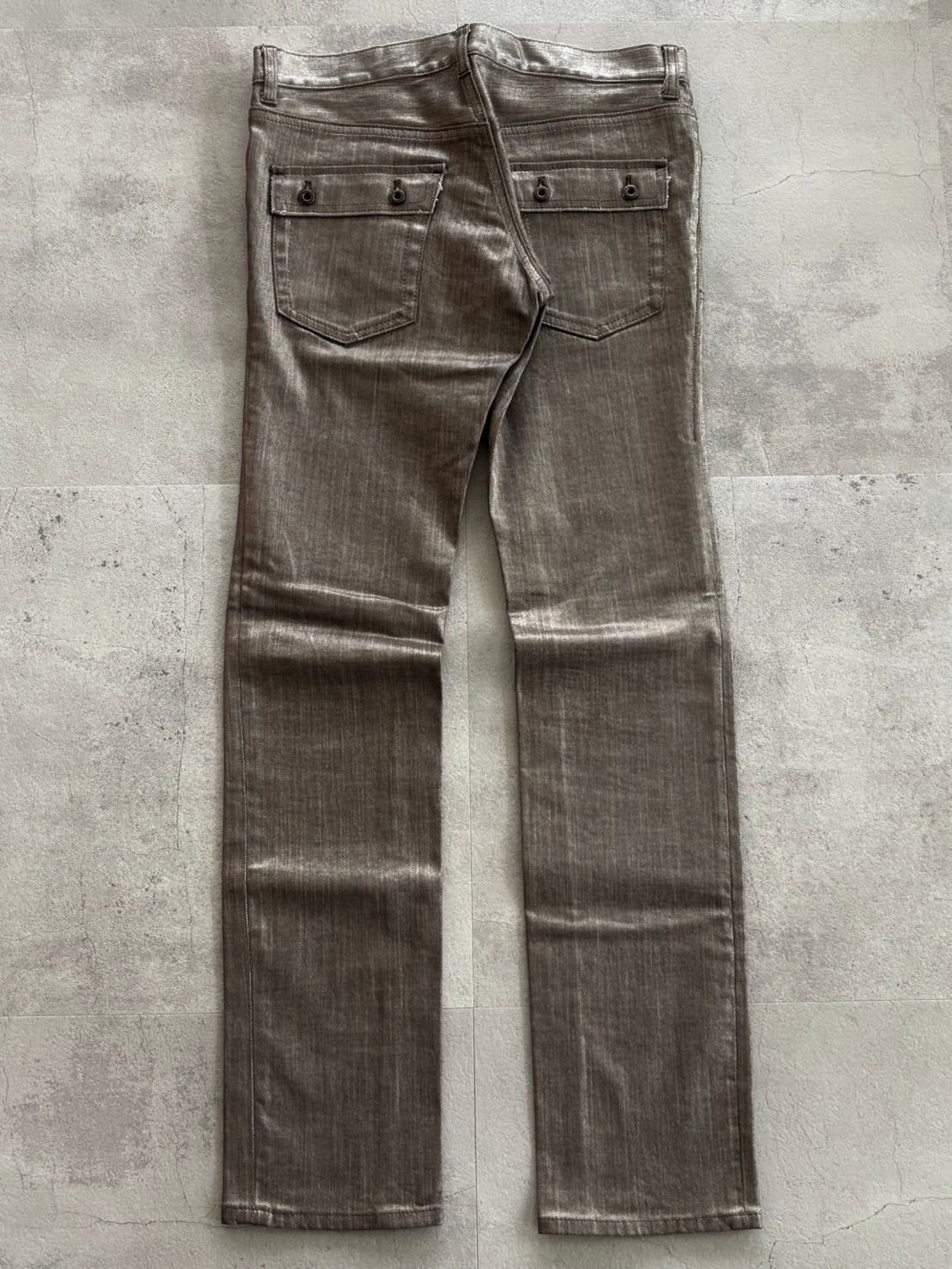 ABAHOUSE Coated Brown Straight Pants