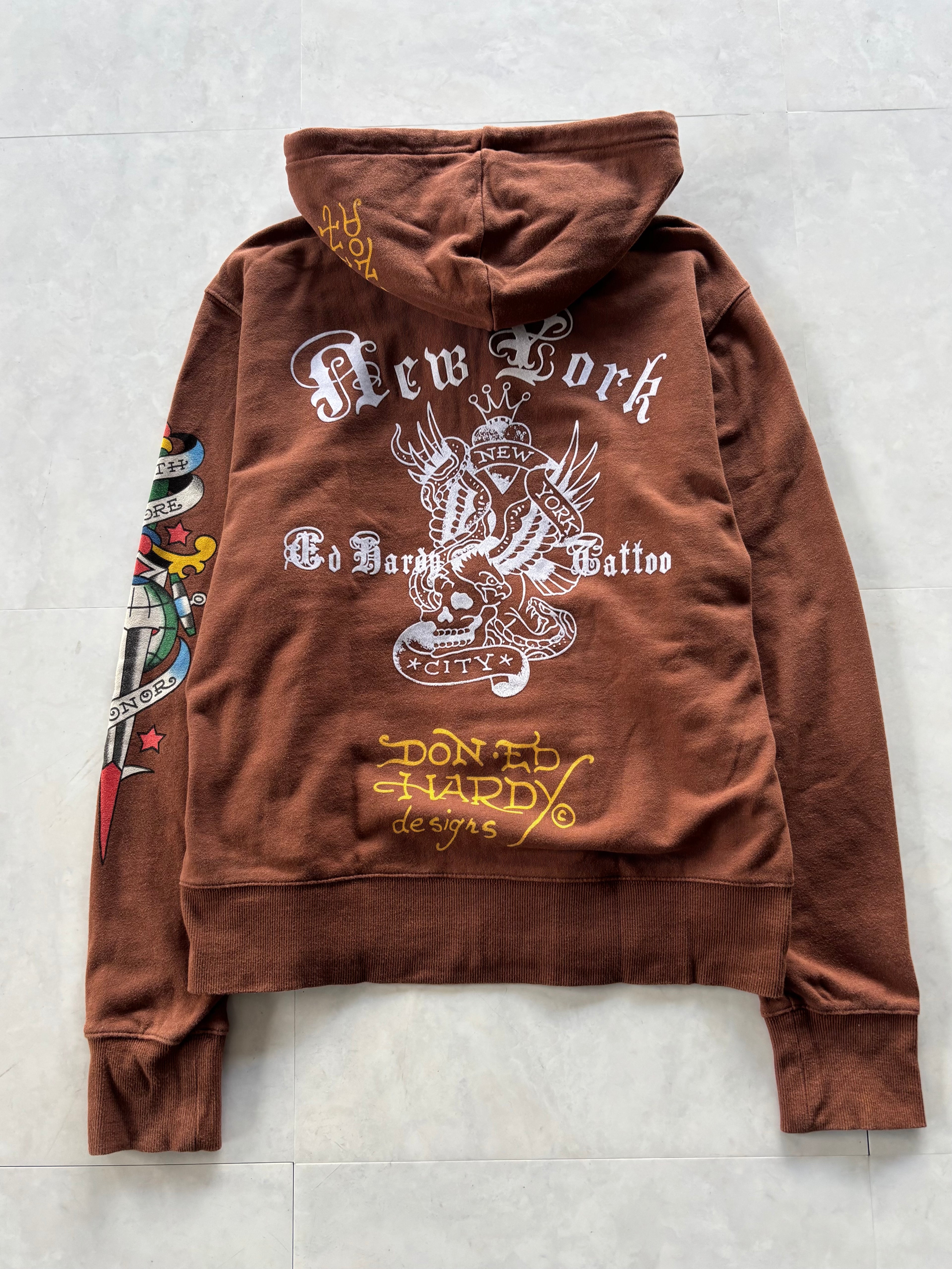 ED HARDY Tattoo Graphics Zip Hoodie