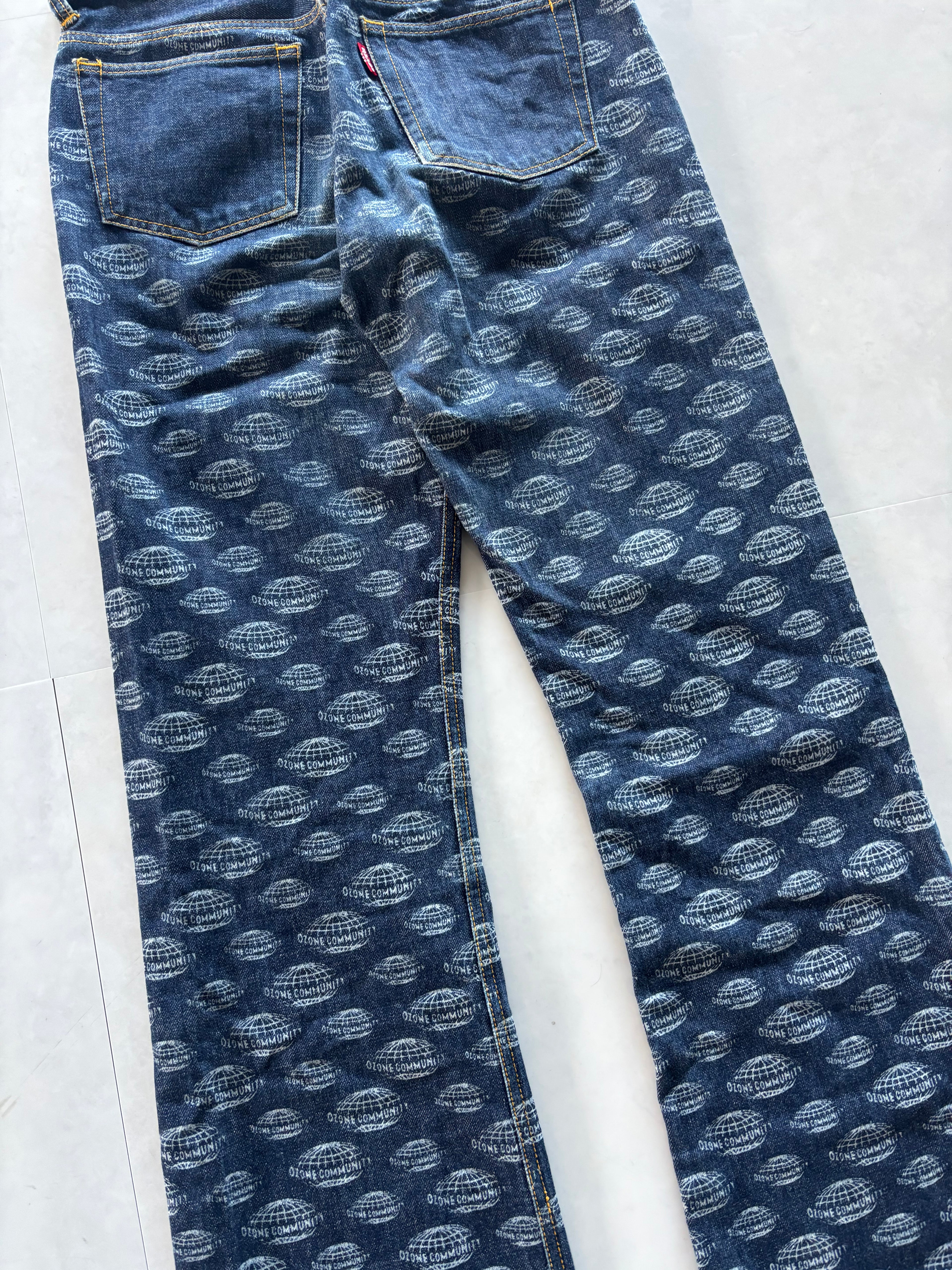 OZONE ROCK 2000s All Over Print Denim