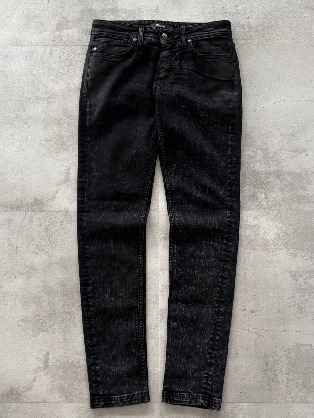 JUST CAVALLI BLACK VENOM COATED SKINNY DENIM