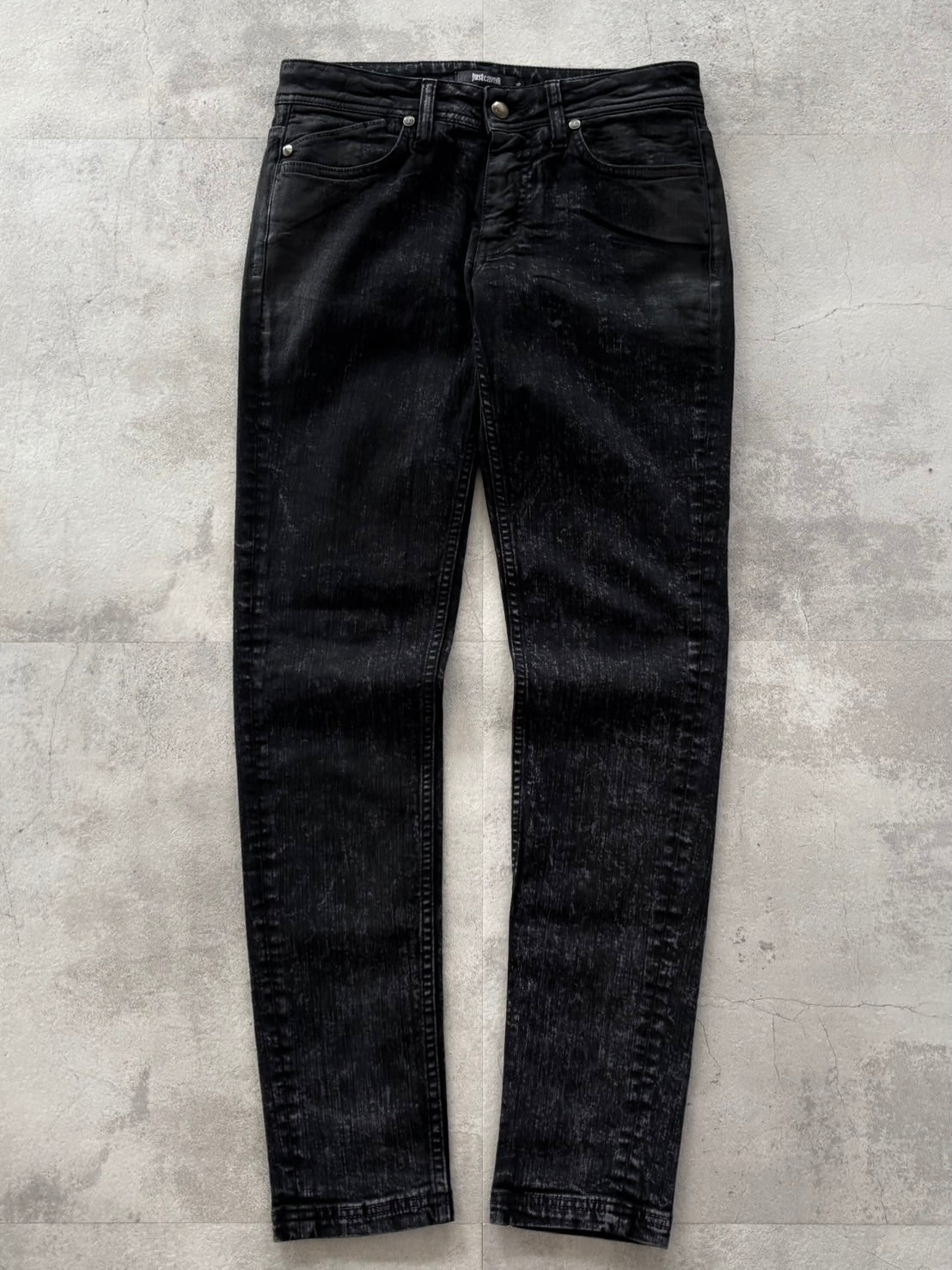 JUST CAVALLI BLACK VENOM COATED SKINNY DENIM