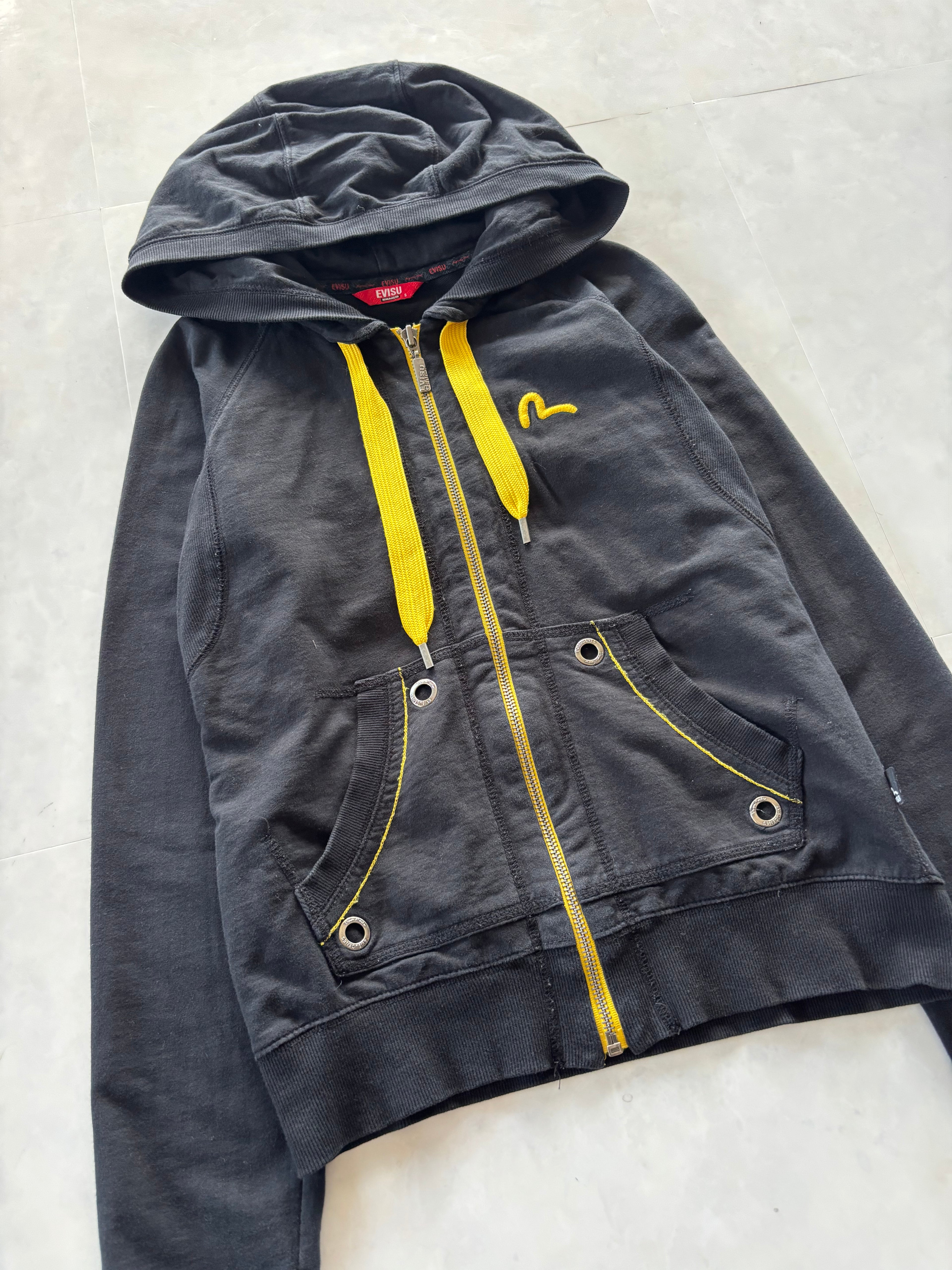 EVISU Yellow Seagull Logo Zip Hoodie