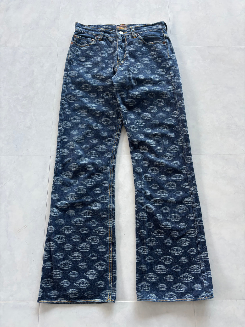 OZONE ROCK 2000s All Over Print Denim