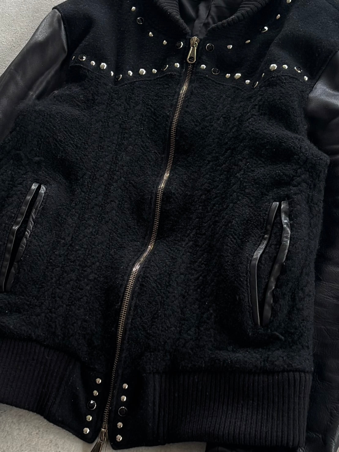 DIET BUTCHER Studded Leather Sleeve Jacket