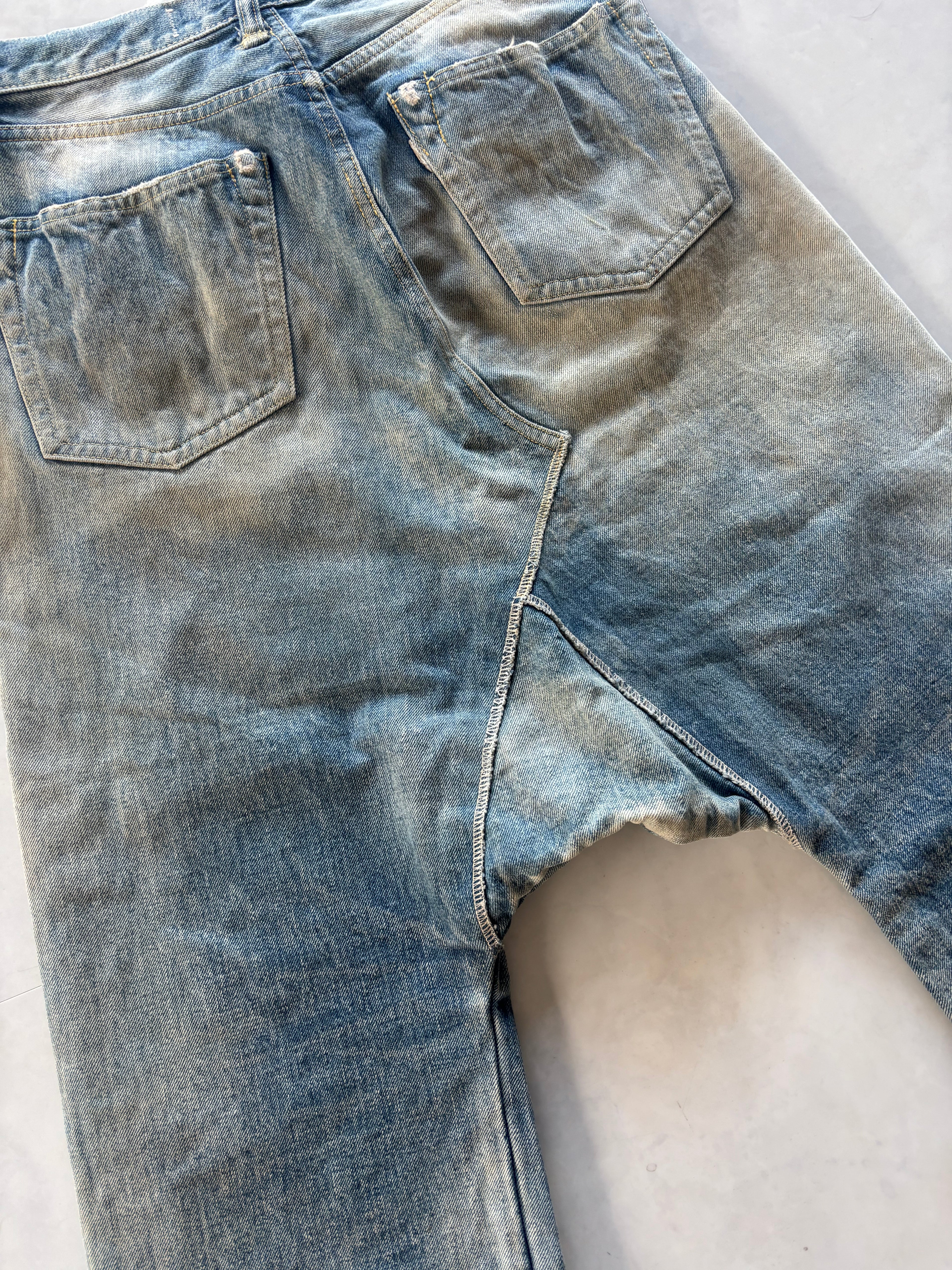 KAPITAL Deformed Sarouel Denim Shorts