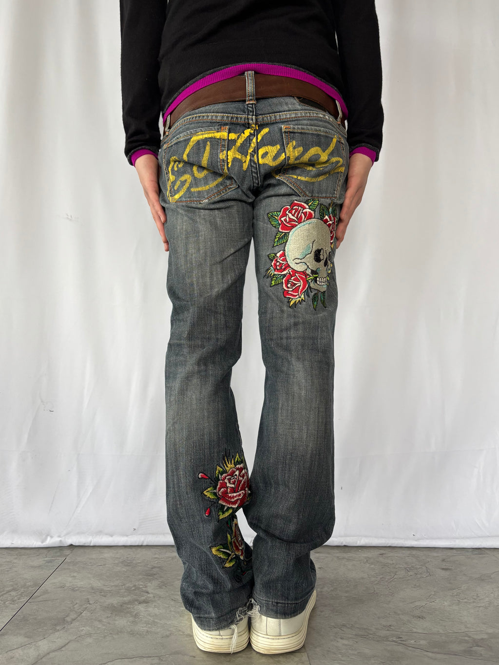 ED HARDY Back Logo Skull-Rose Jeans