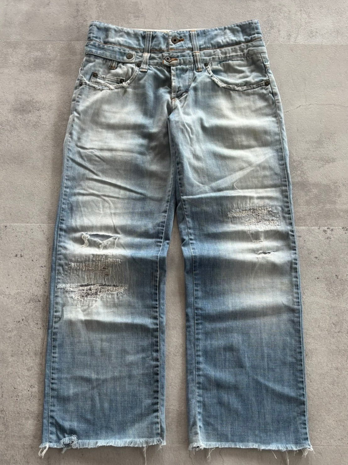 Dolce & Gabbana Double Waist Crash Denim
