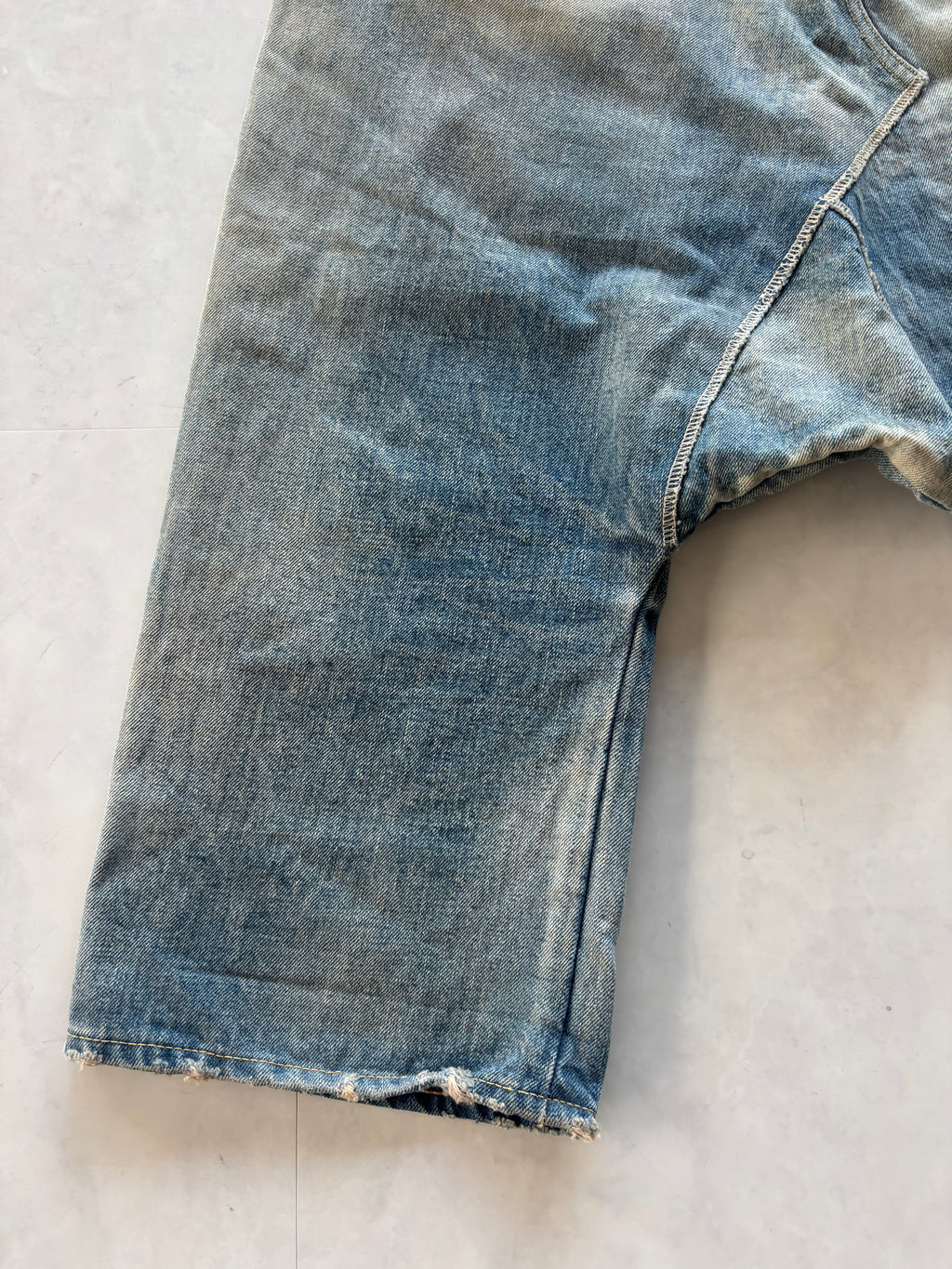 KAPITAL Deformed Sarouel Denim Shorts