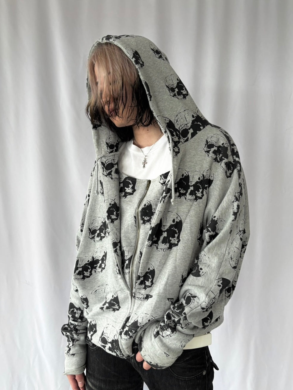 GLAD NEWS All-Over Skull Zip Hoodie