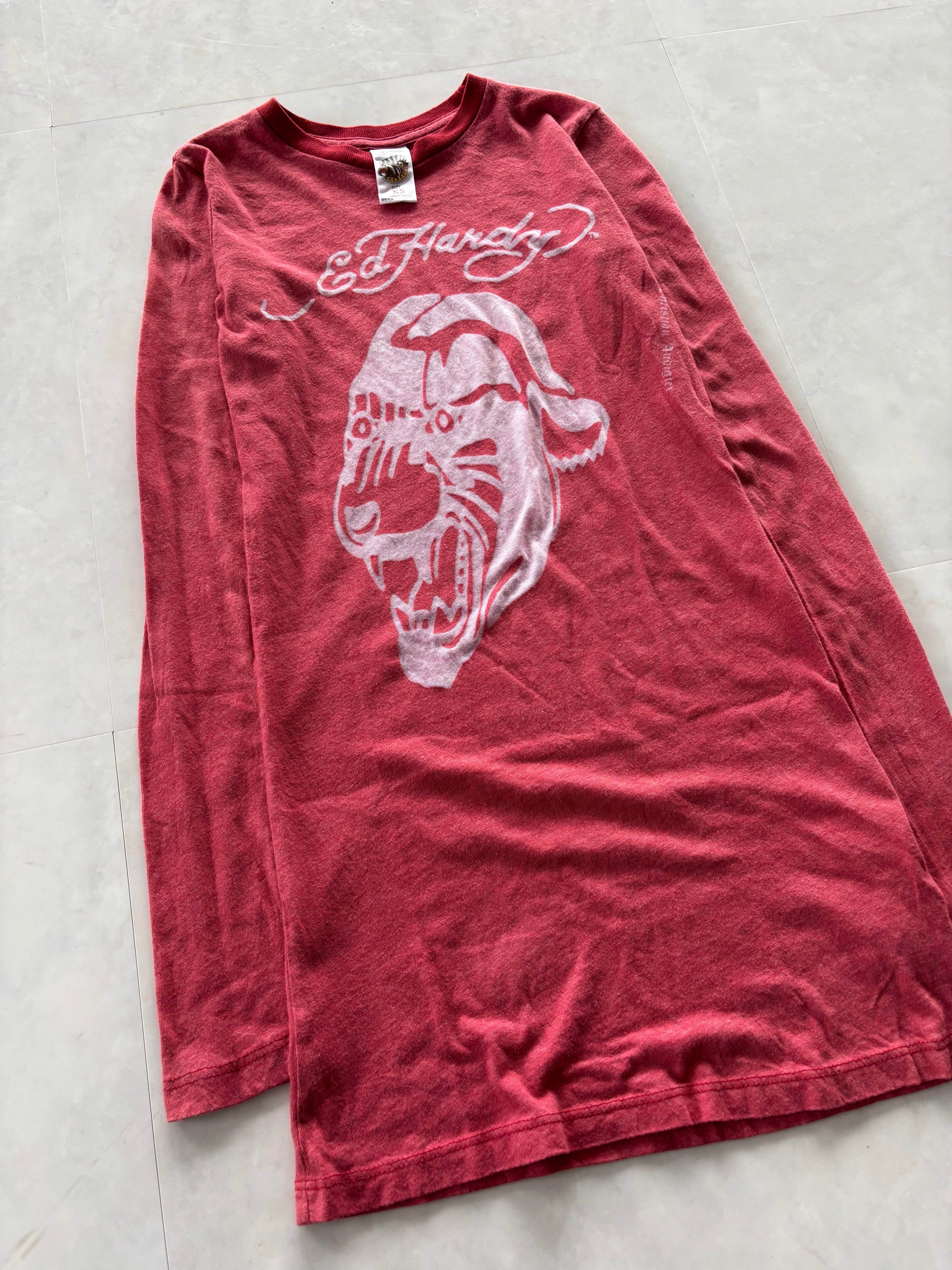 ED HARDY Silver Tiger Tattoo Long Sleeve