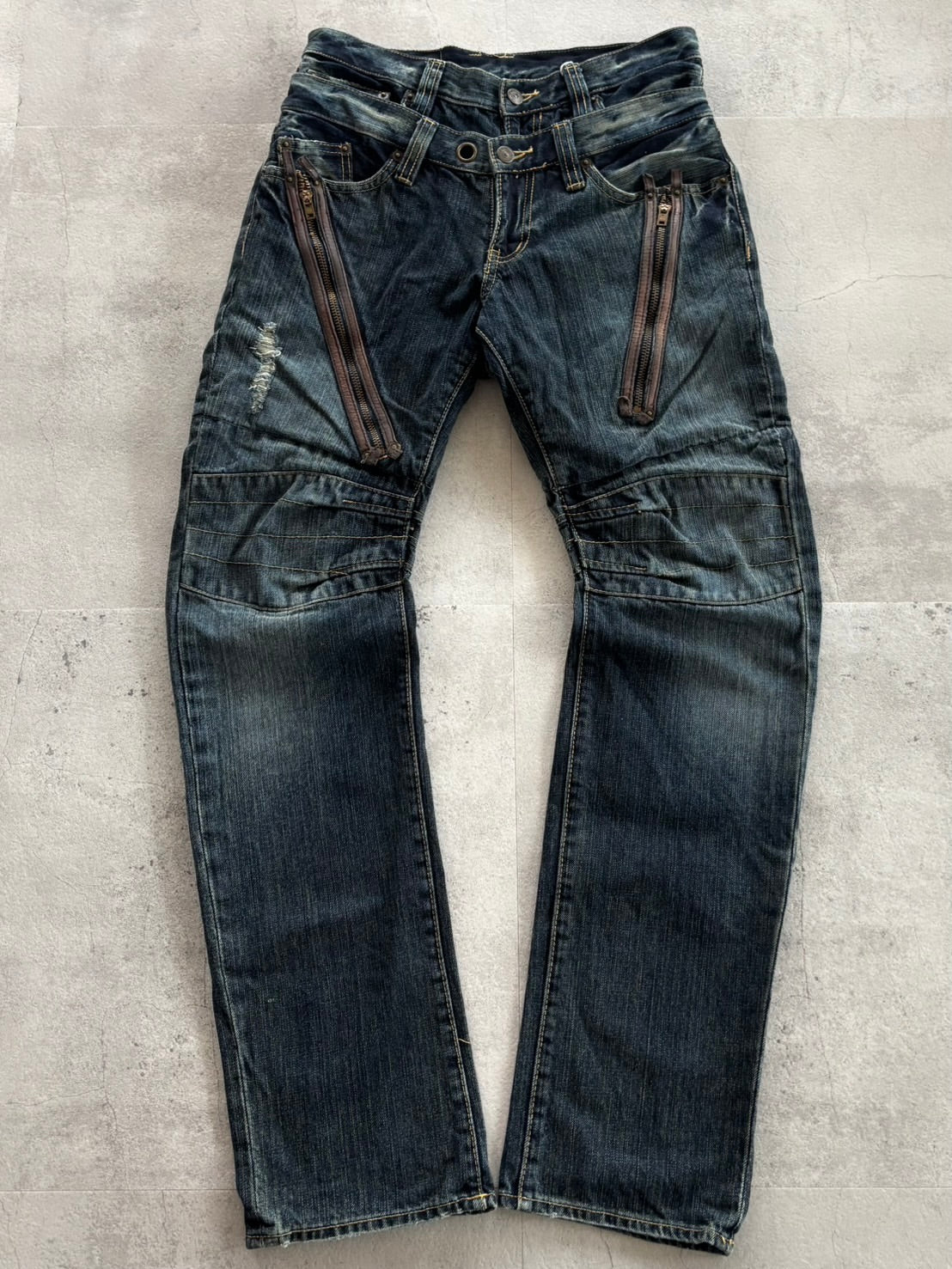 PPFM Double Waist Zip Denim Pants