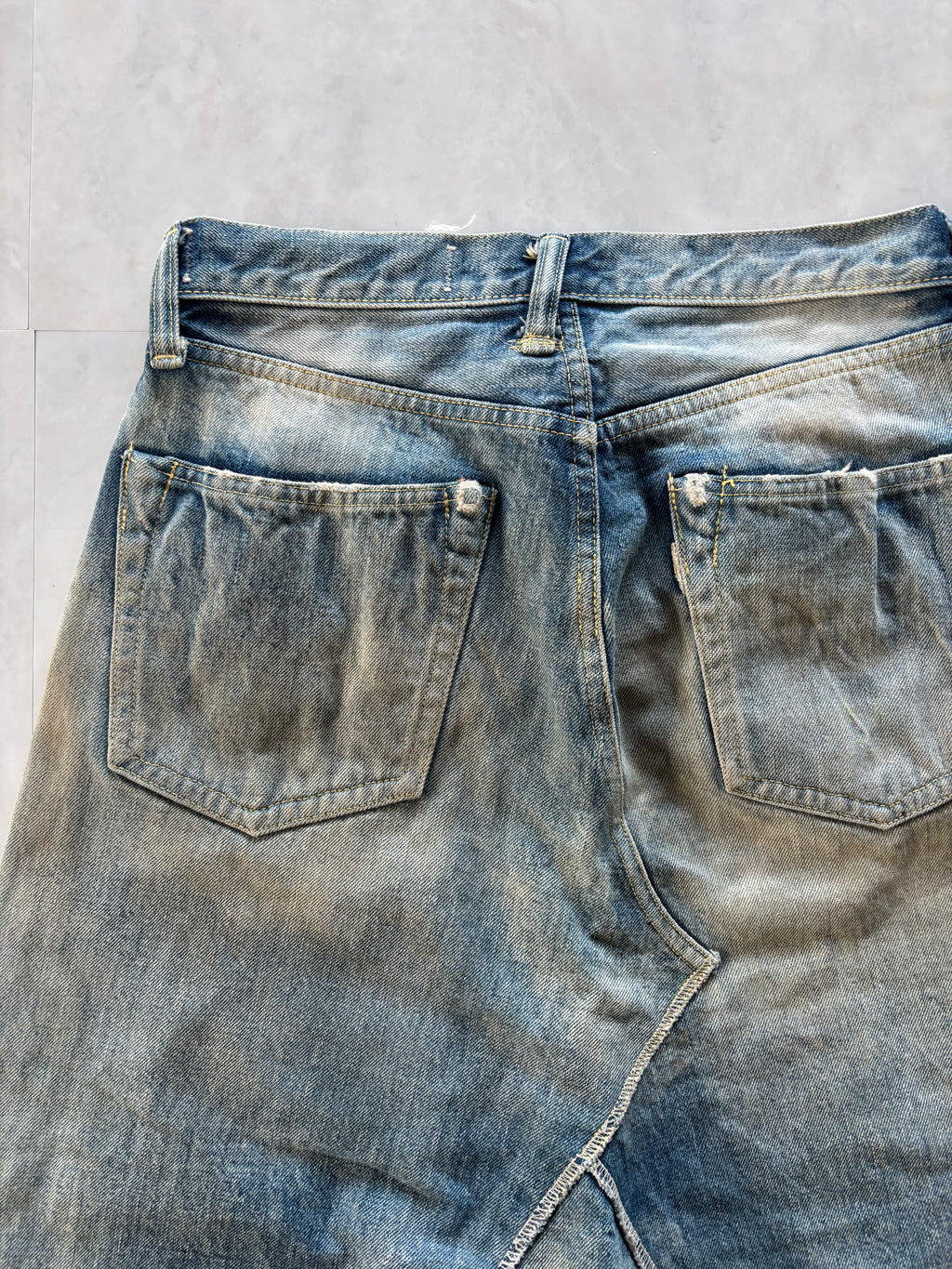 KAPITAL Deformed Sarouel Denim Shorts